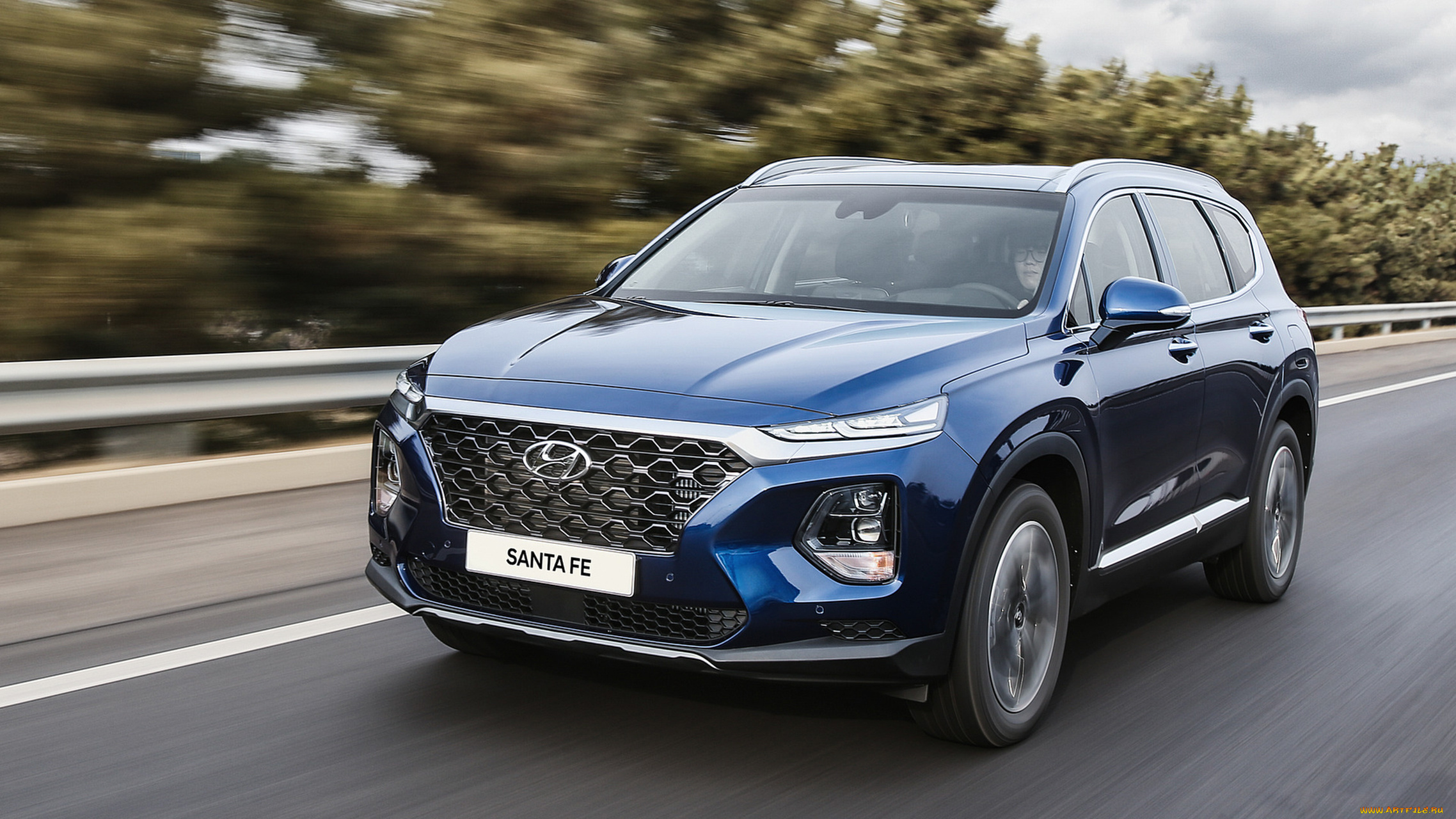 hyundai, santa, fe, 2019, автомобили, hyundai, blue, crossover, 2019, santa, fe