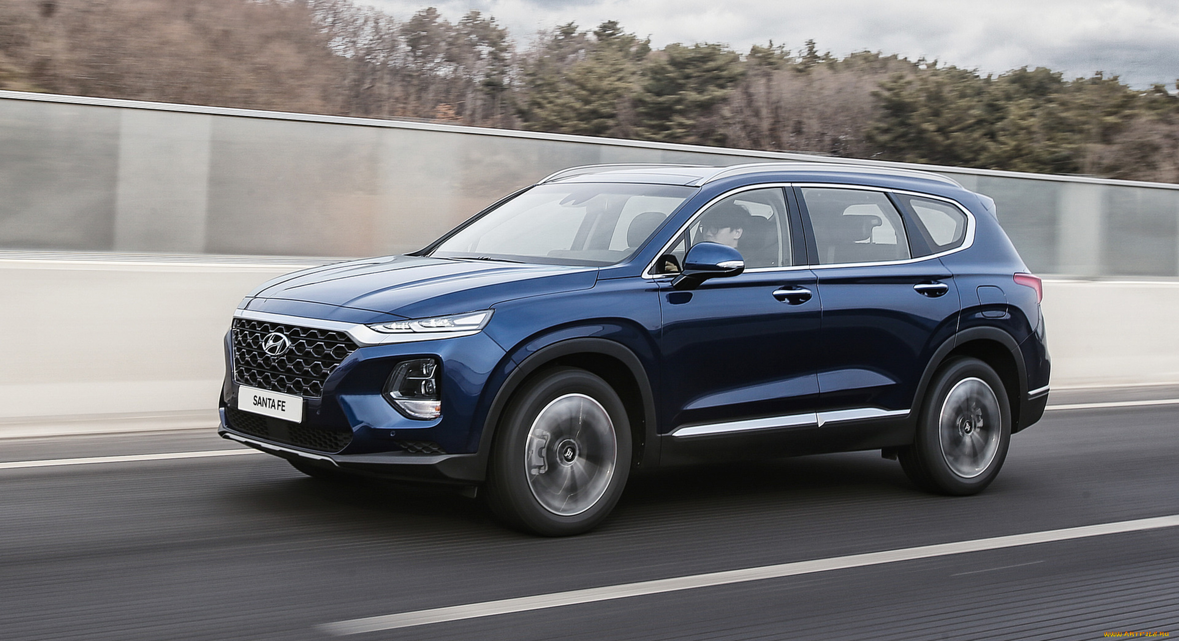 hyundai, santa, fe, 2019, автомобили, hyundai, santa, fe, 2019, crossover, blue