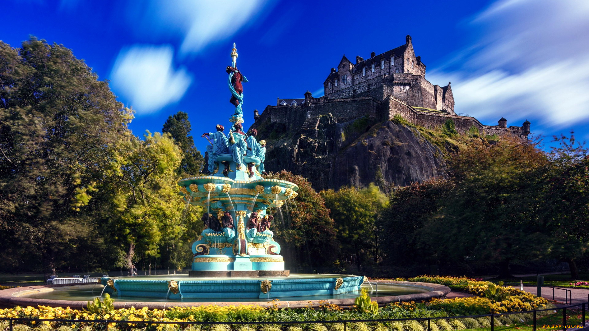 города, эдинбург, , шотландия, замок