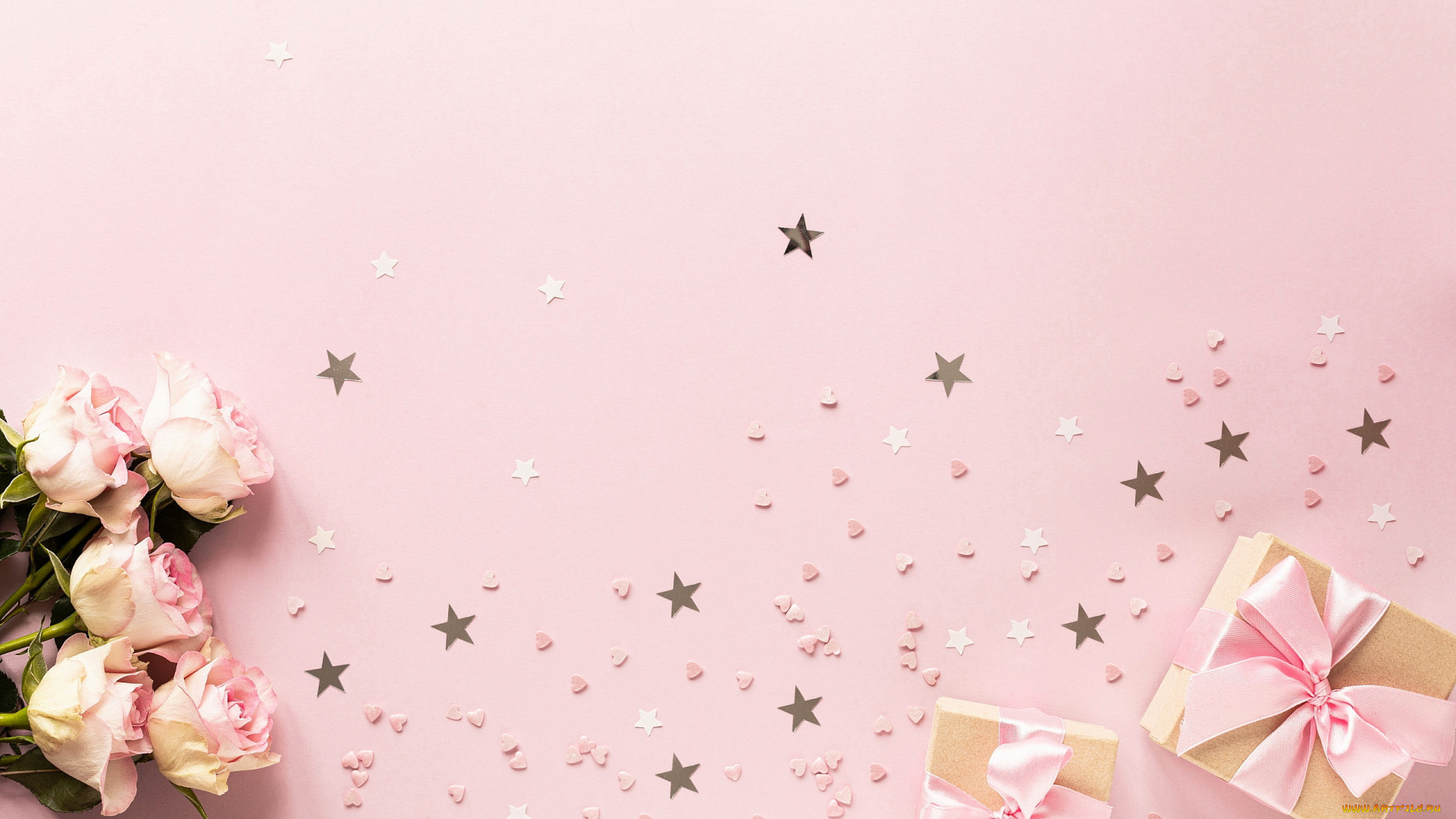 праздничные, подарки, и, коробочки, лента, бант, подарки, розы