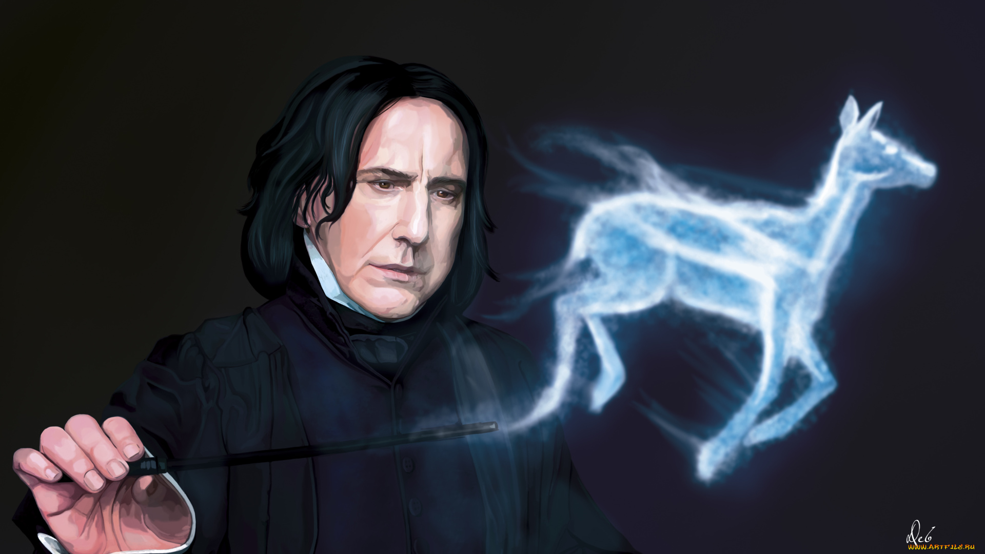 рисованное, кино, зельевар, лань, патронус, палочка, маг, северус, снейп