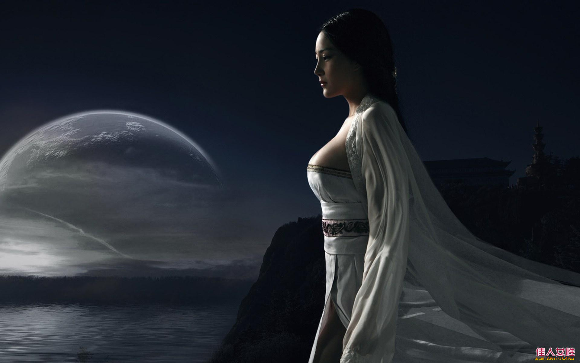 кино, фильмы, chi, bi, iii, горы, ночь, луна, принцесса, девушка