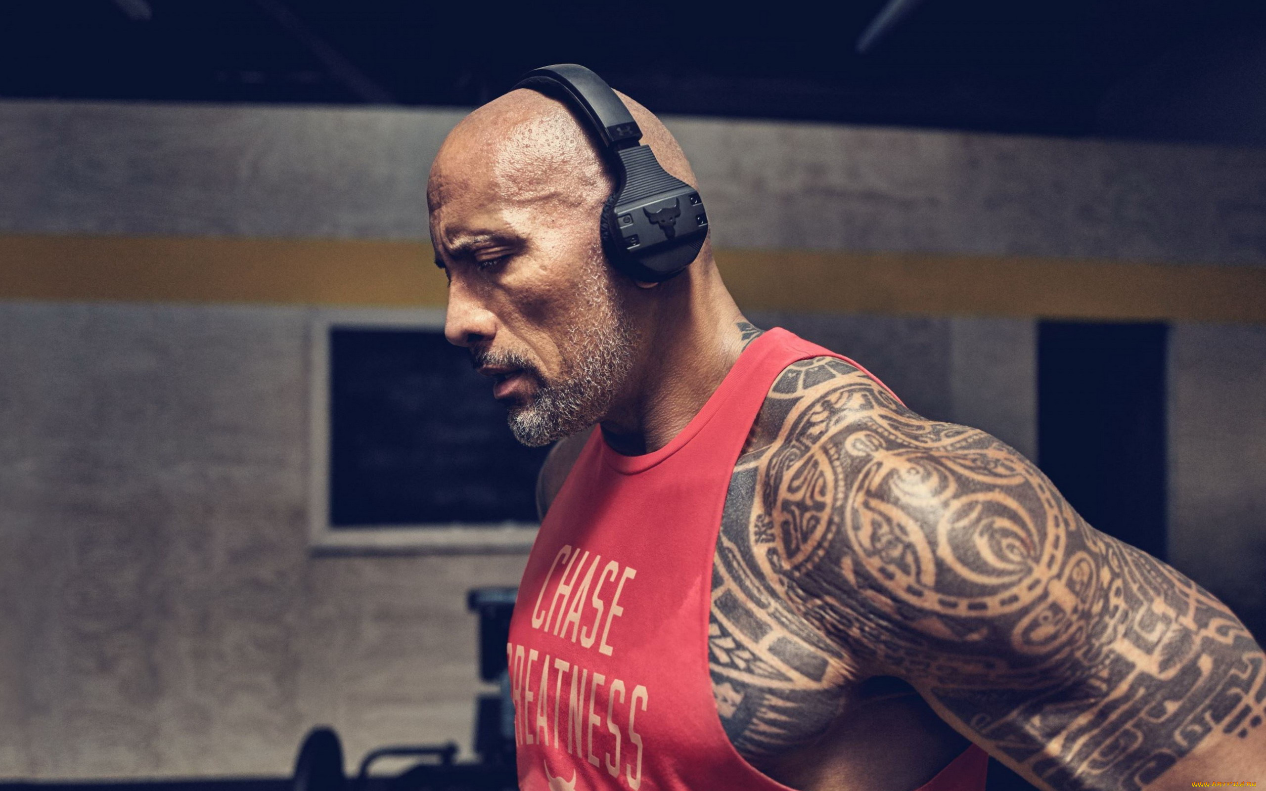 мужчины, dwayne, johnson, , the, rock, тату, наушники