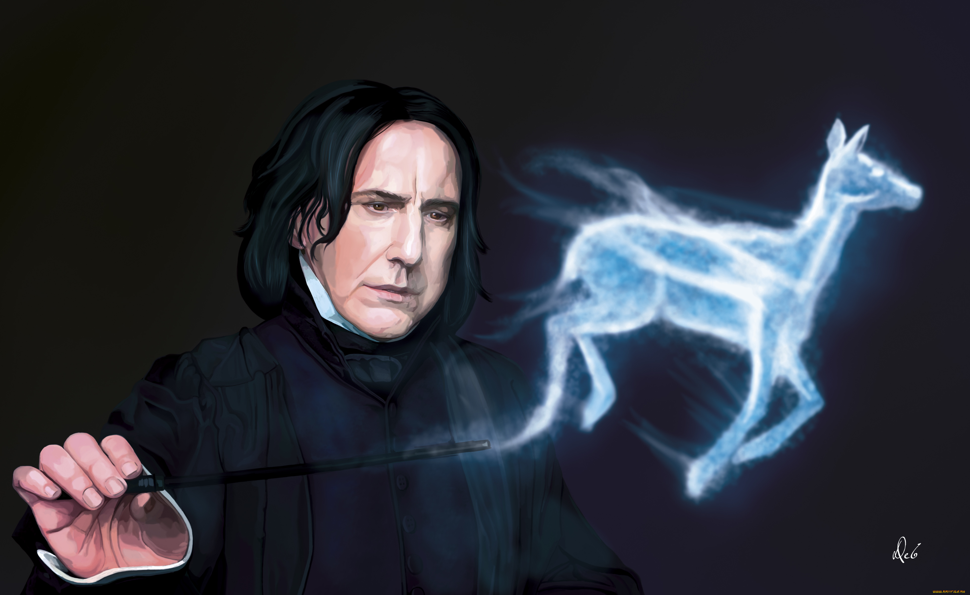 рисованное, кино, зельевар, лань, патронус, палочка, маг, северус, снейп