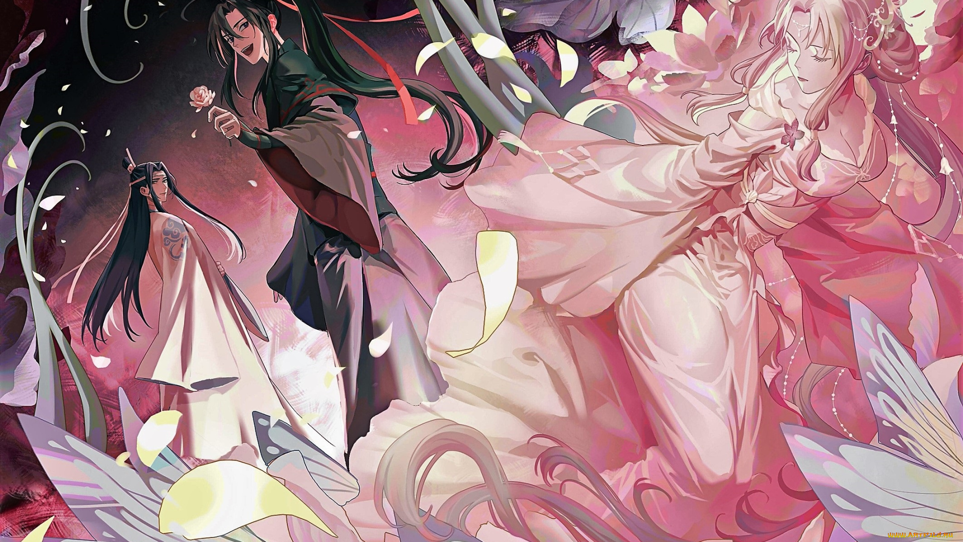 аниме, mo, dao, zu, shi, вэй, усянь, лань, ванцзы, цветы, цветочная, леди