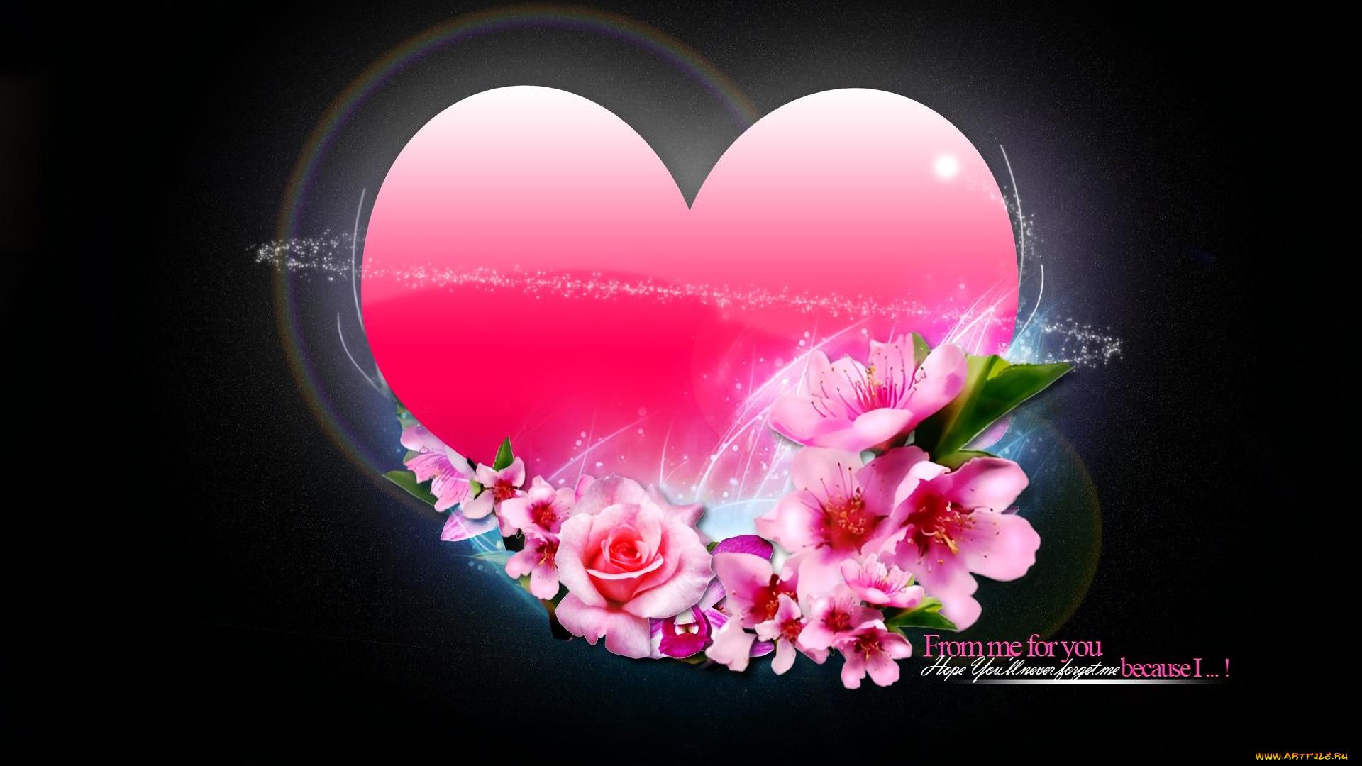 рисованное, праздники, сердечко, цветы