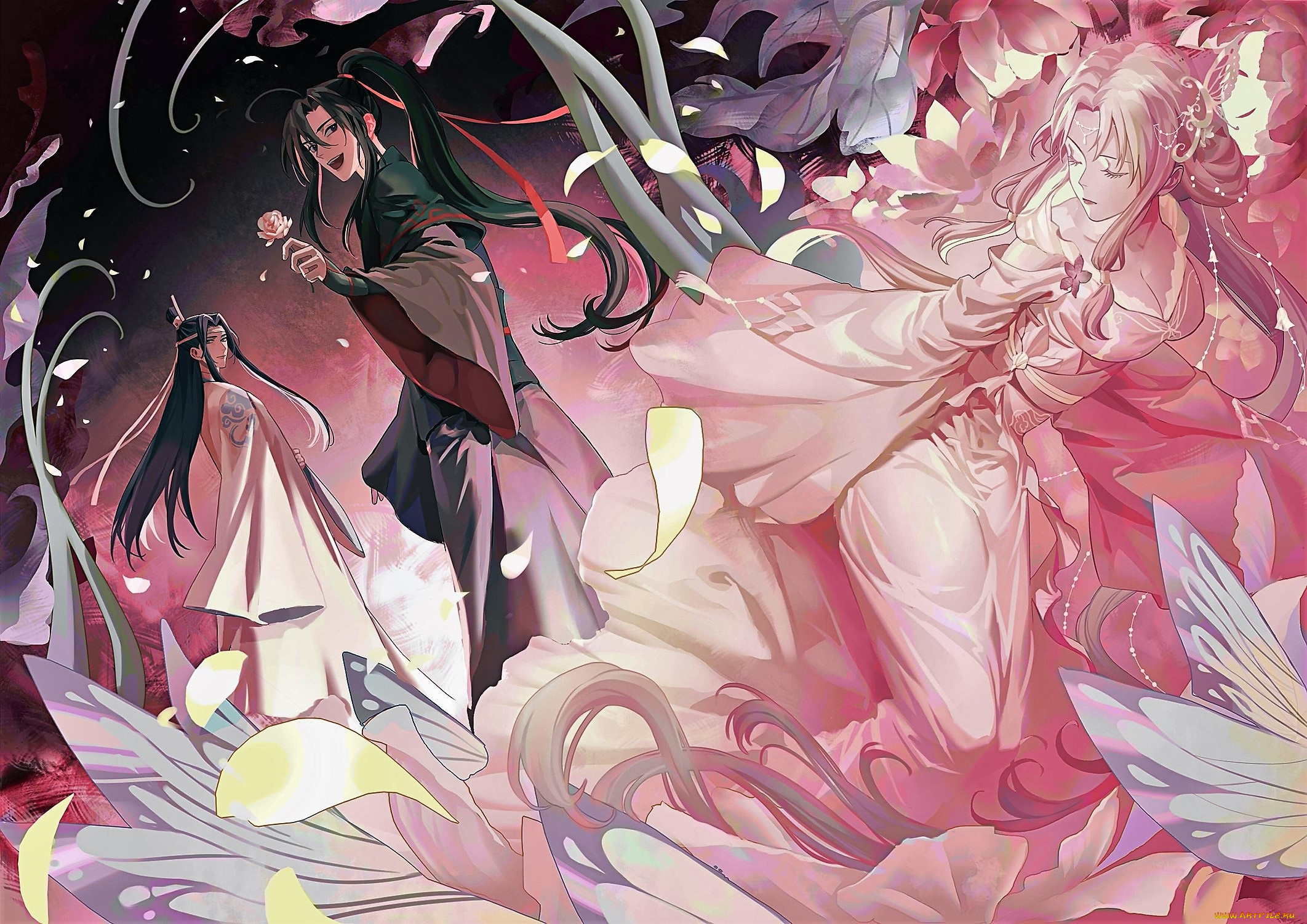 аниме, mo, dao, zu, shi, вэй, усянь, лань, ванцзы, цветы, цветочная, леди