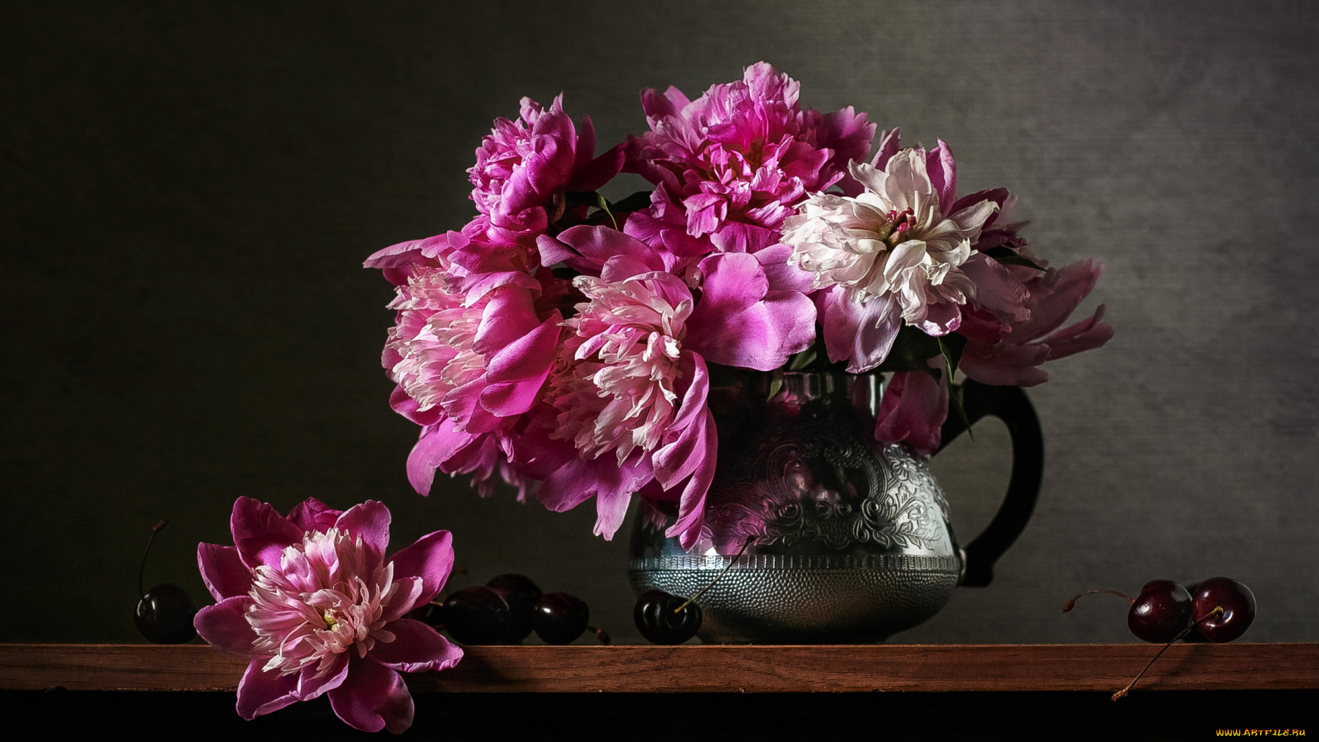 цветы, пионы, букет, розовые, ваза