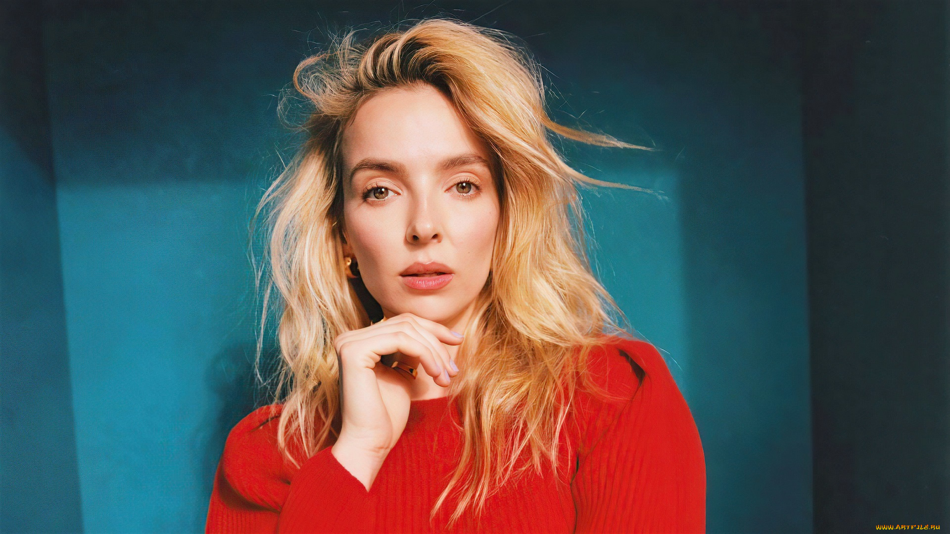 девушки, jodie, comer, блондинка, лицо, свитер