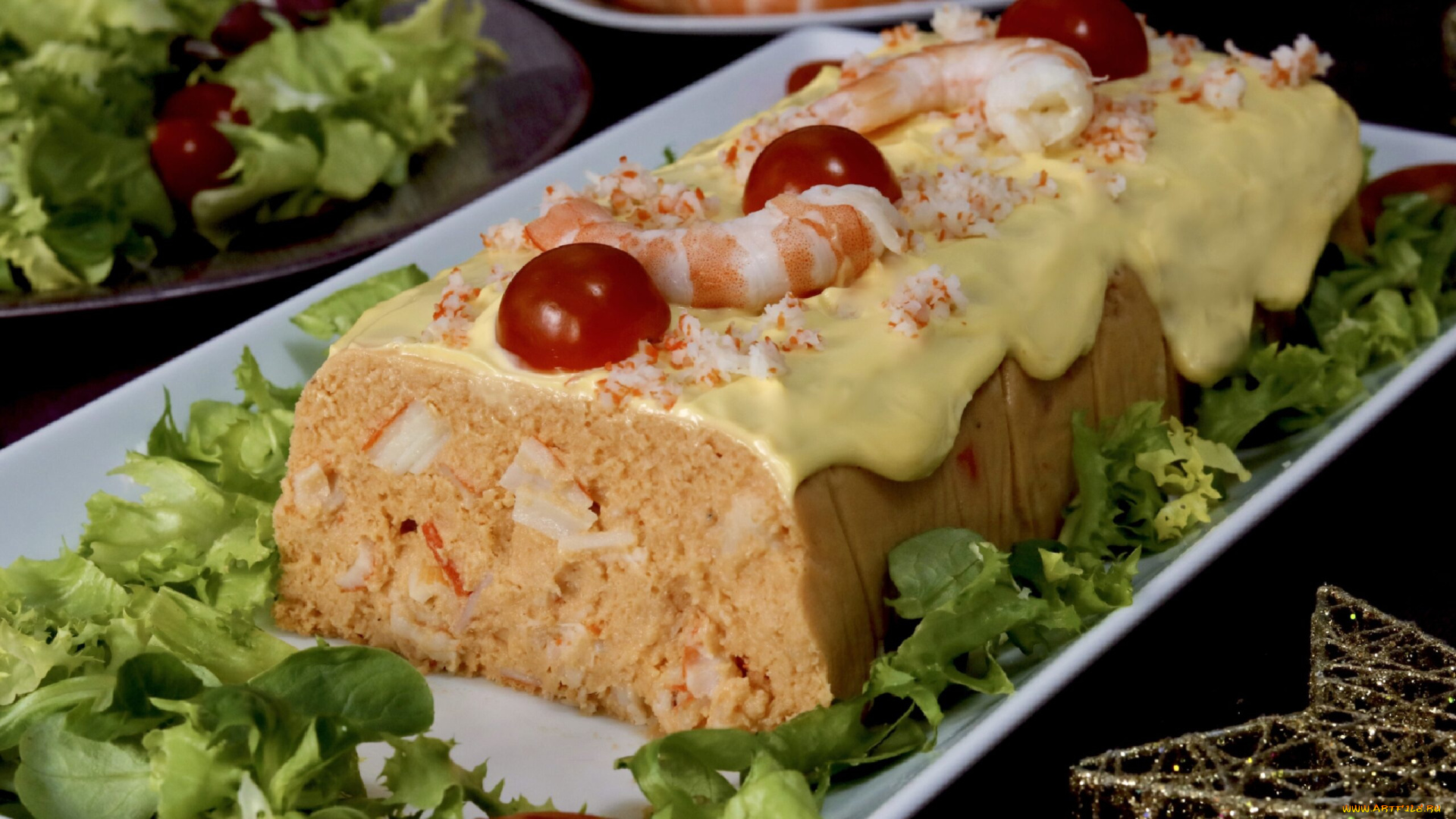 еда, салаты, , закуски, креветки, закуска, паштет, зелень