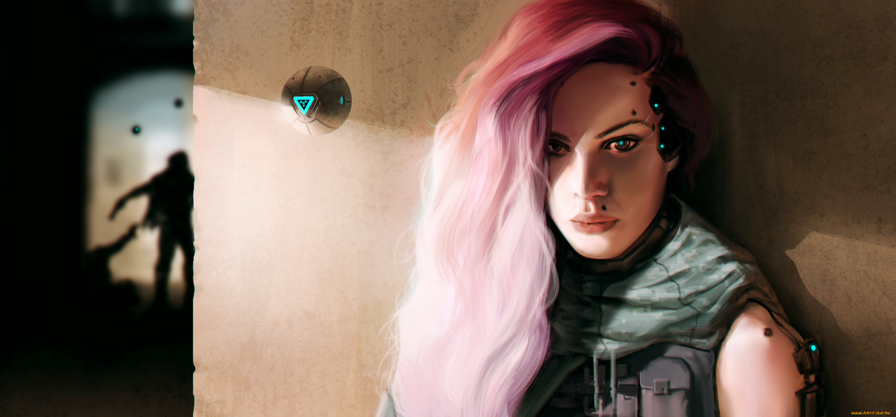 фэнтези, роботы, , киборги, , механизмы, девушка, фон, взгляд, робот