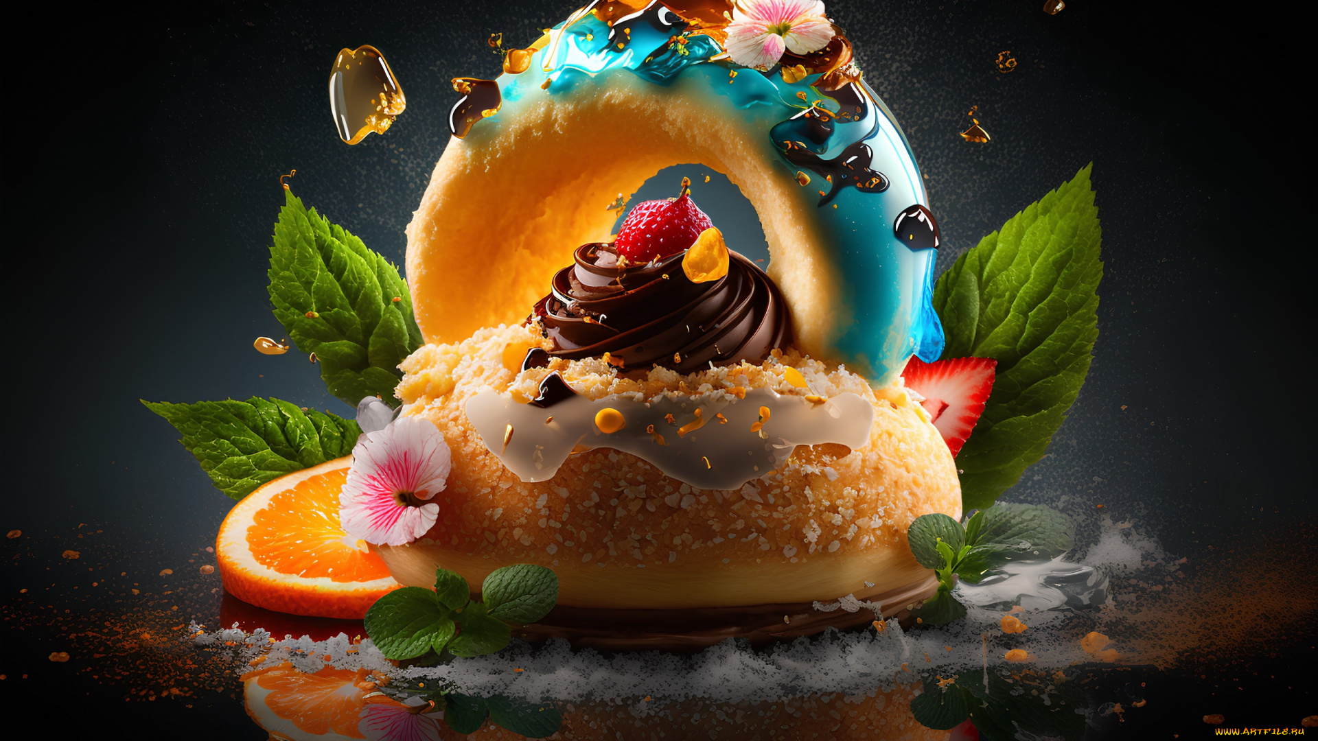 3д, графика, еда-, food, пончики