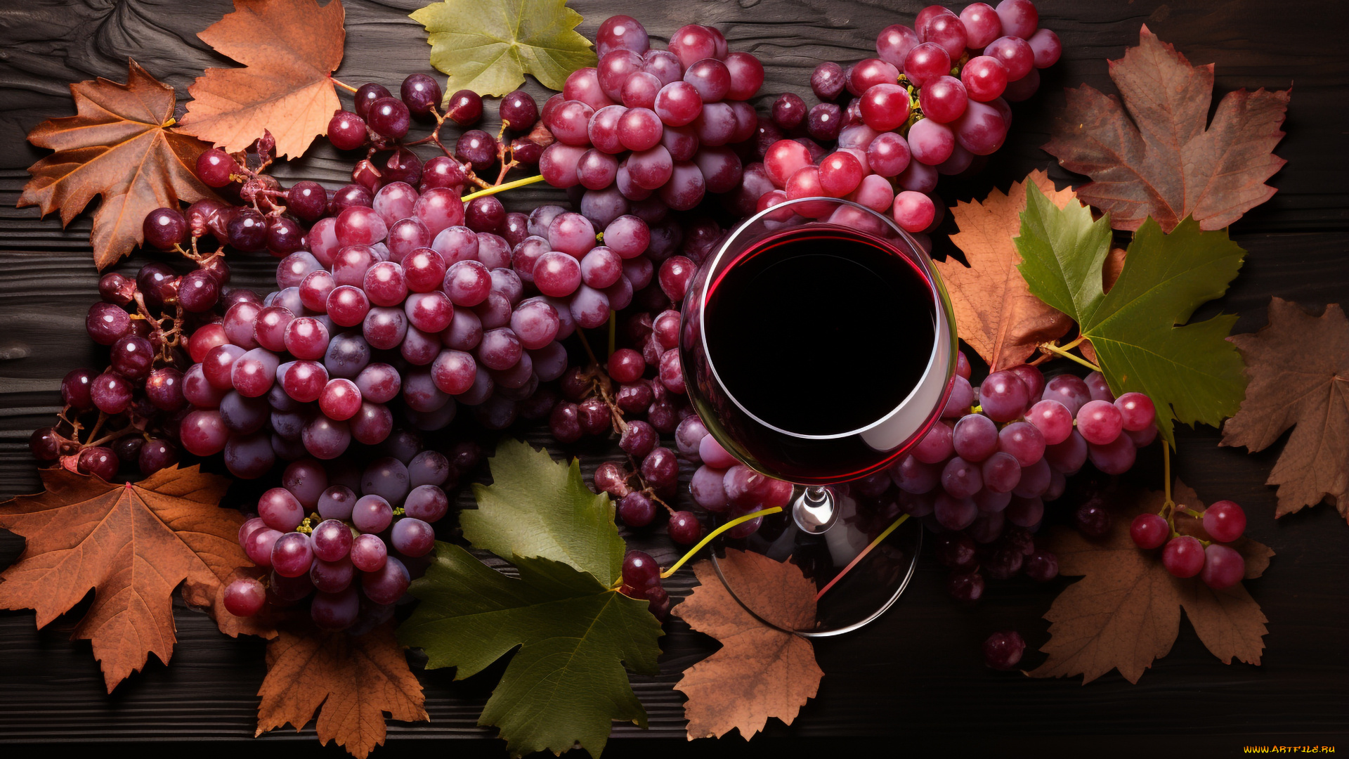 3д, графика, еда-, food, вино, бокал, виноград, натюрморт, ии-арт, нейросеть