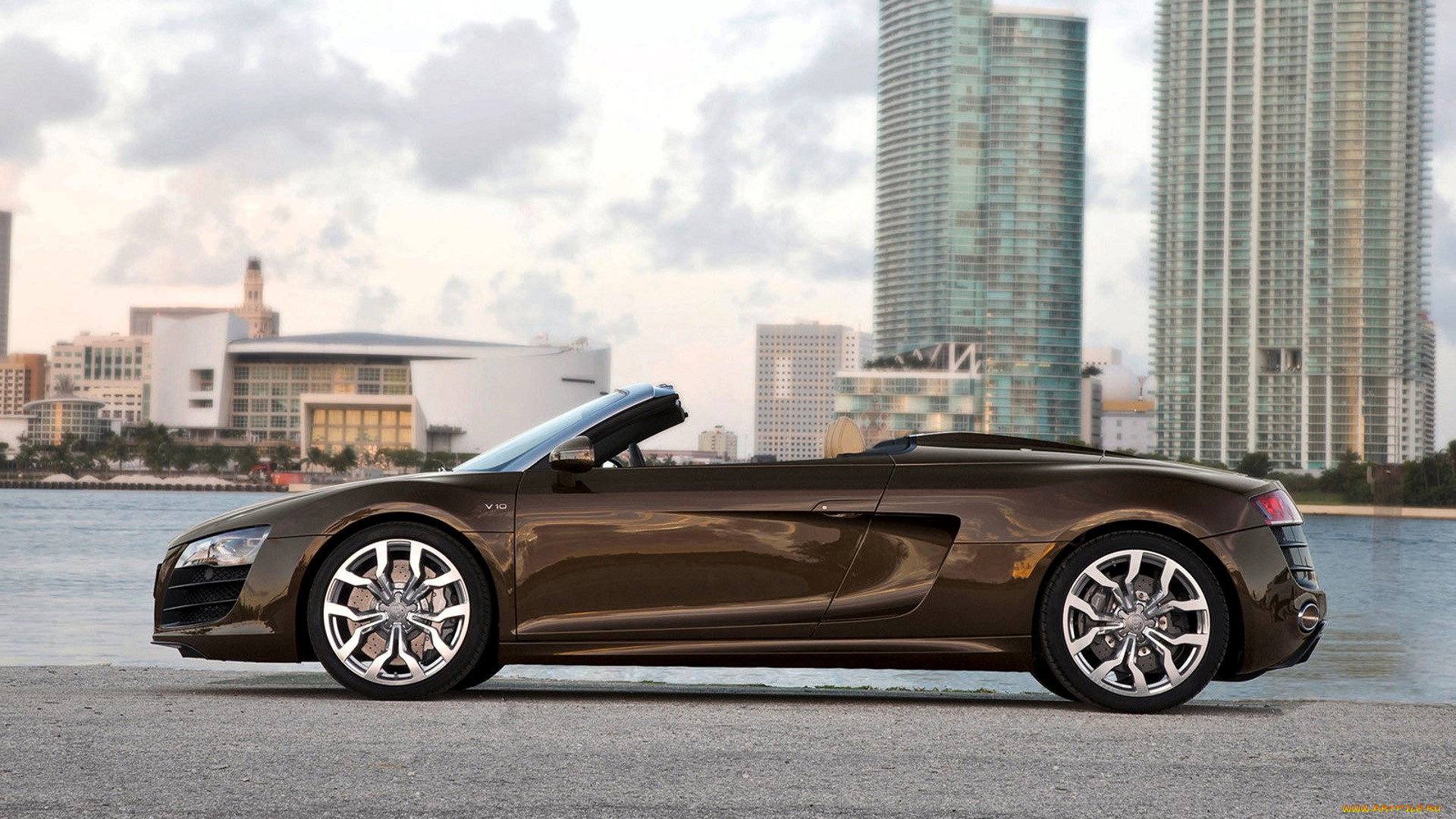 автомобили, audi, коричневый, кабриолет, город