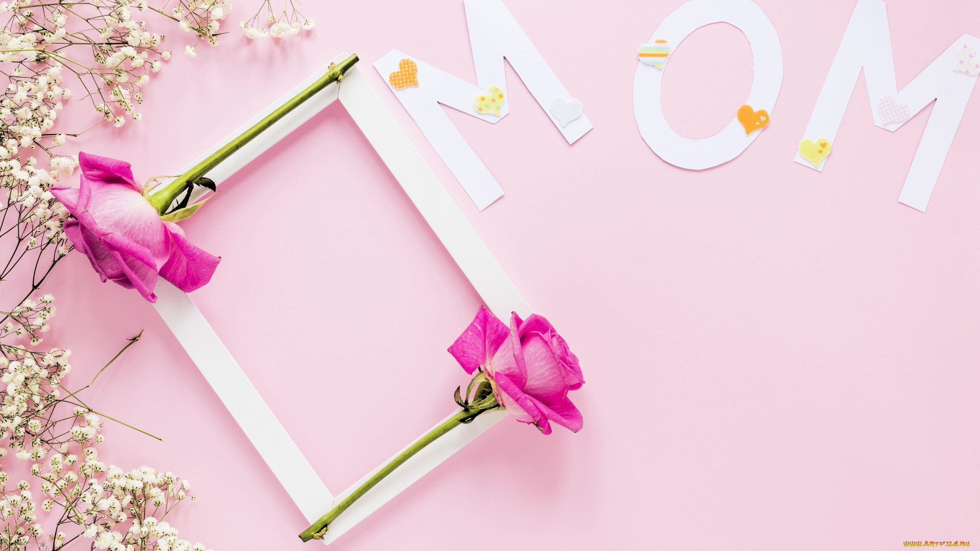 праздничные, день, матери, цветы, розы, рамка