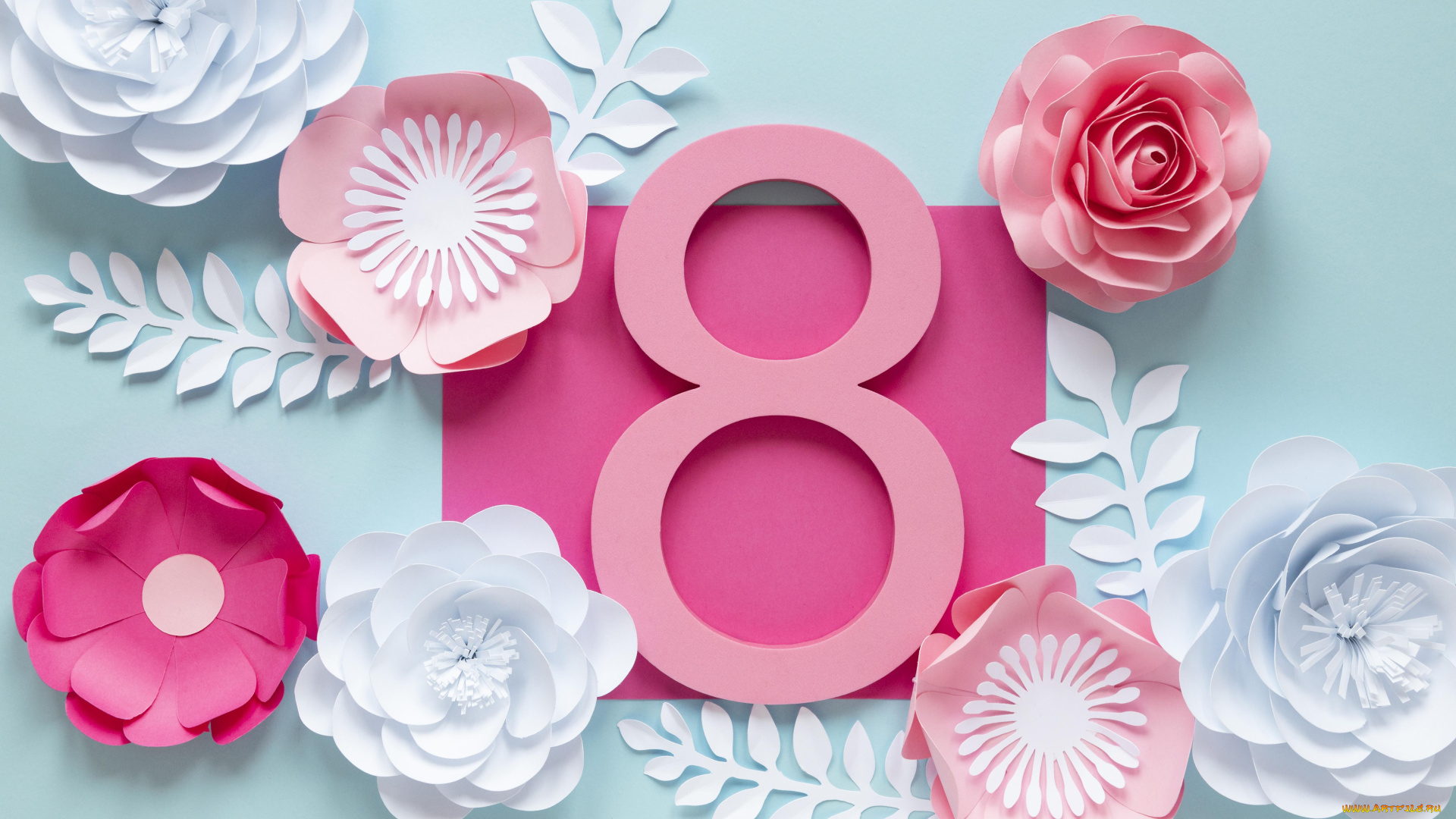 праздничные, международный, женский, день, -, 8, марта, восьмерка, цветы, бумага