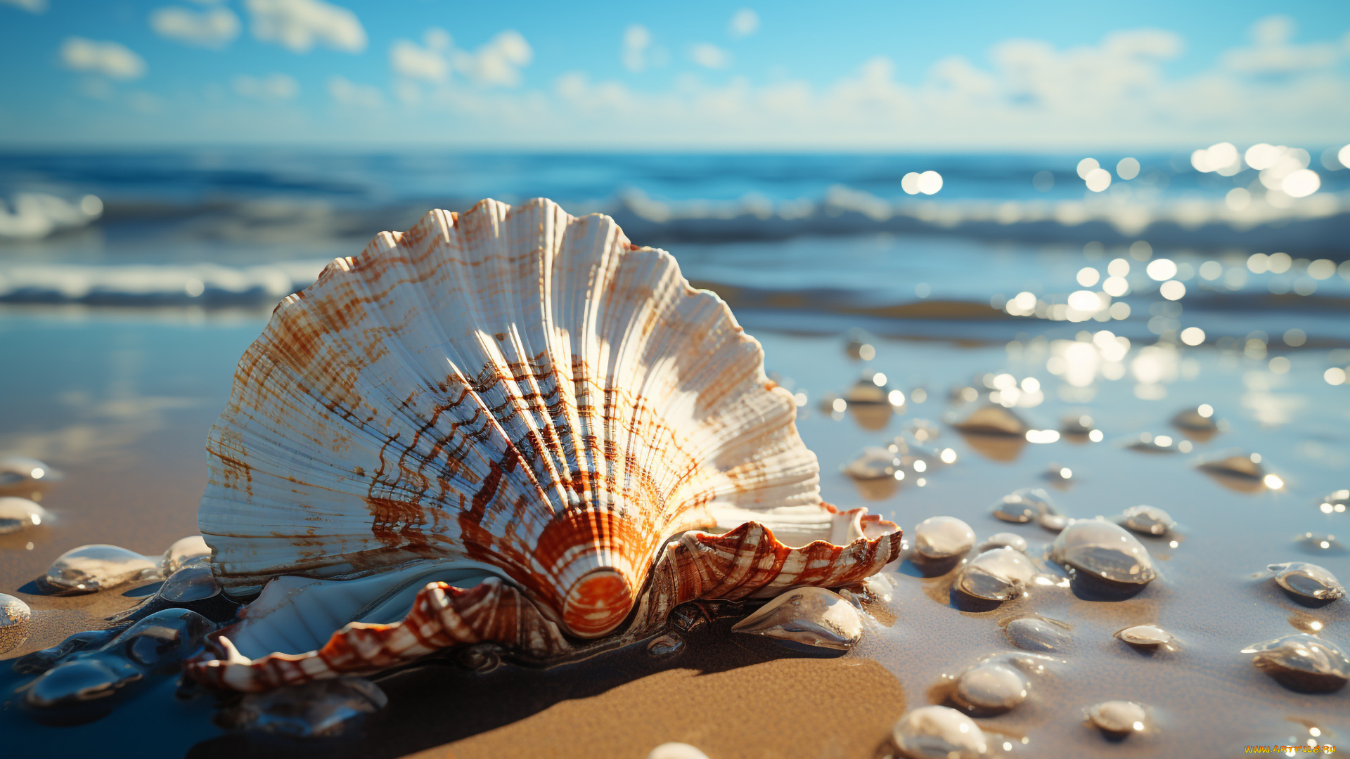 разное, компьютерный, дизайн, море, пляж, океан, берег, ракушка, ракушки, морские, морская