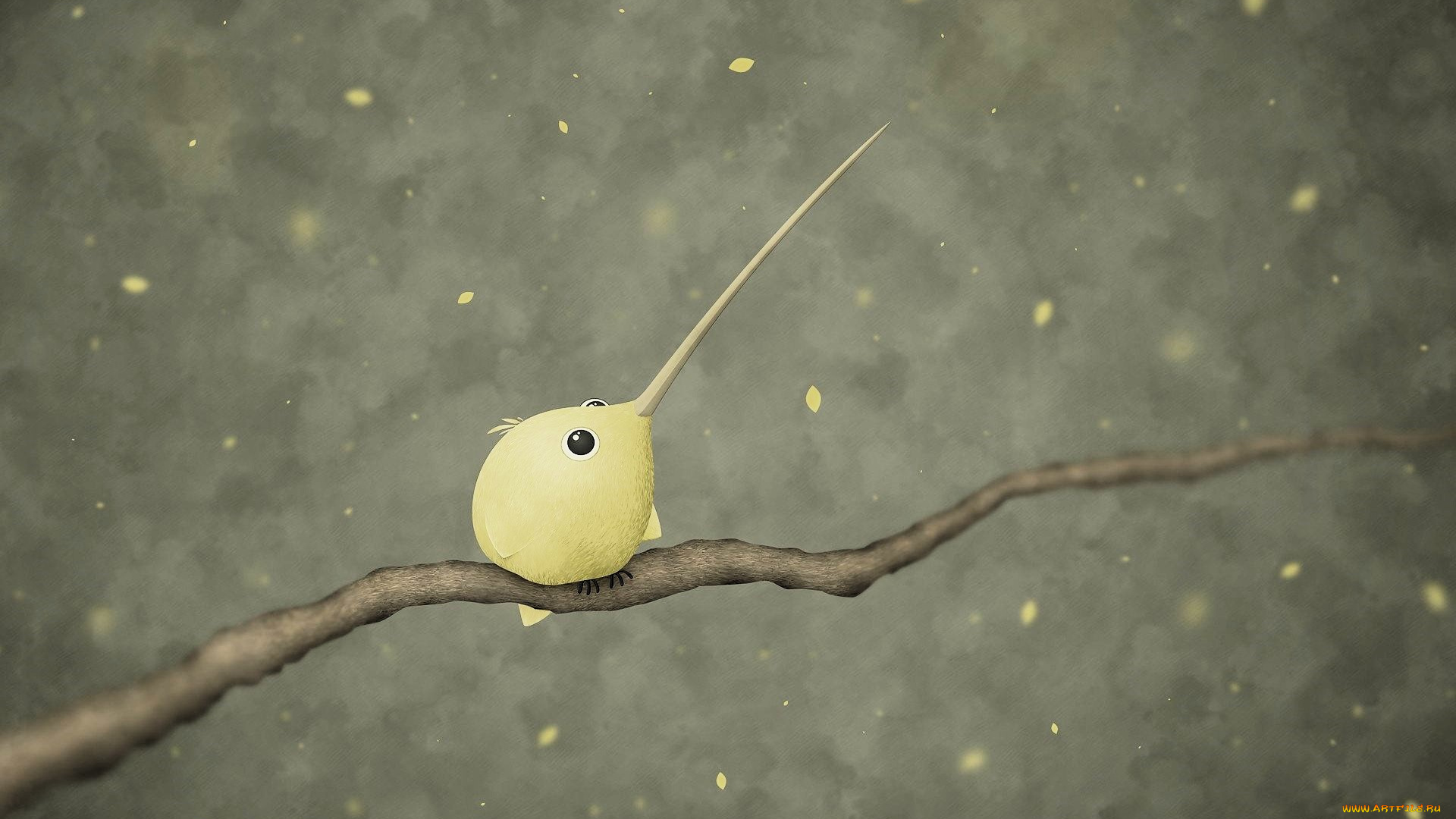 рисованное, vladstudio, птичка, ветка, клюв