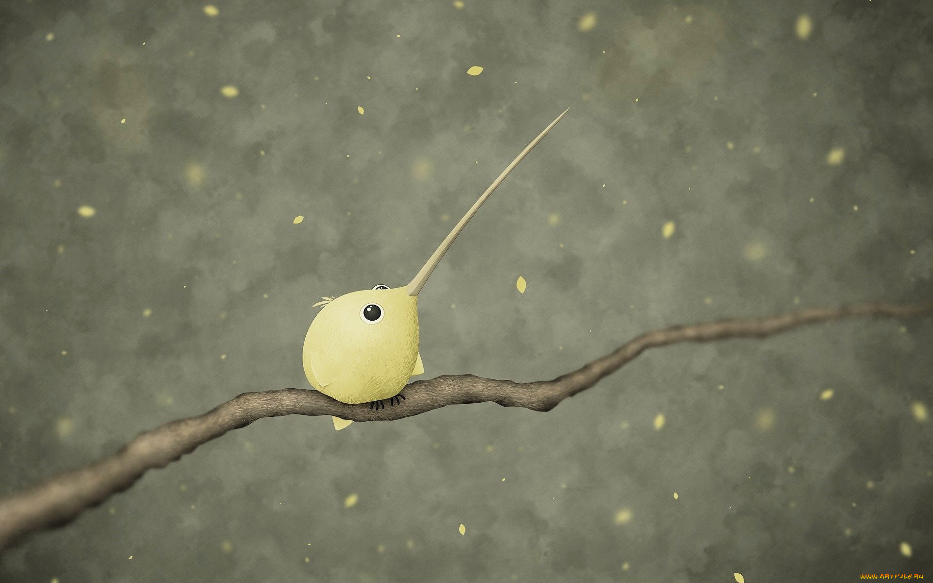 рисованное, vladstudio, птичка, ветка, клюв