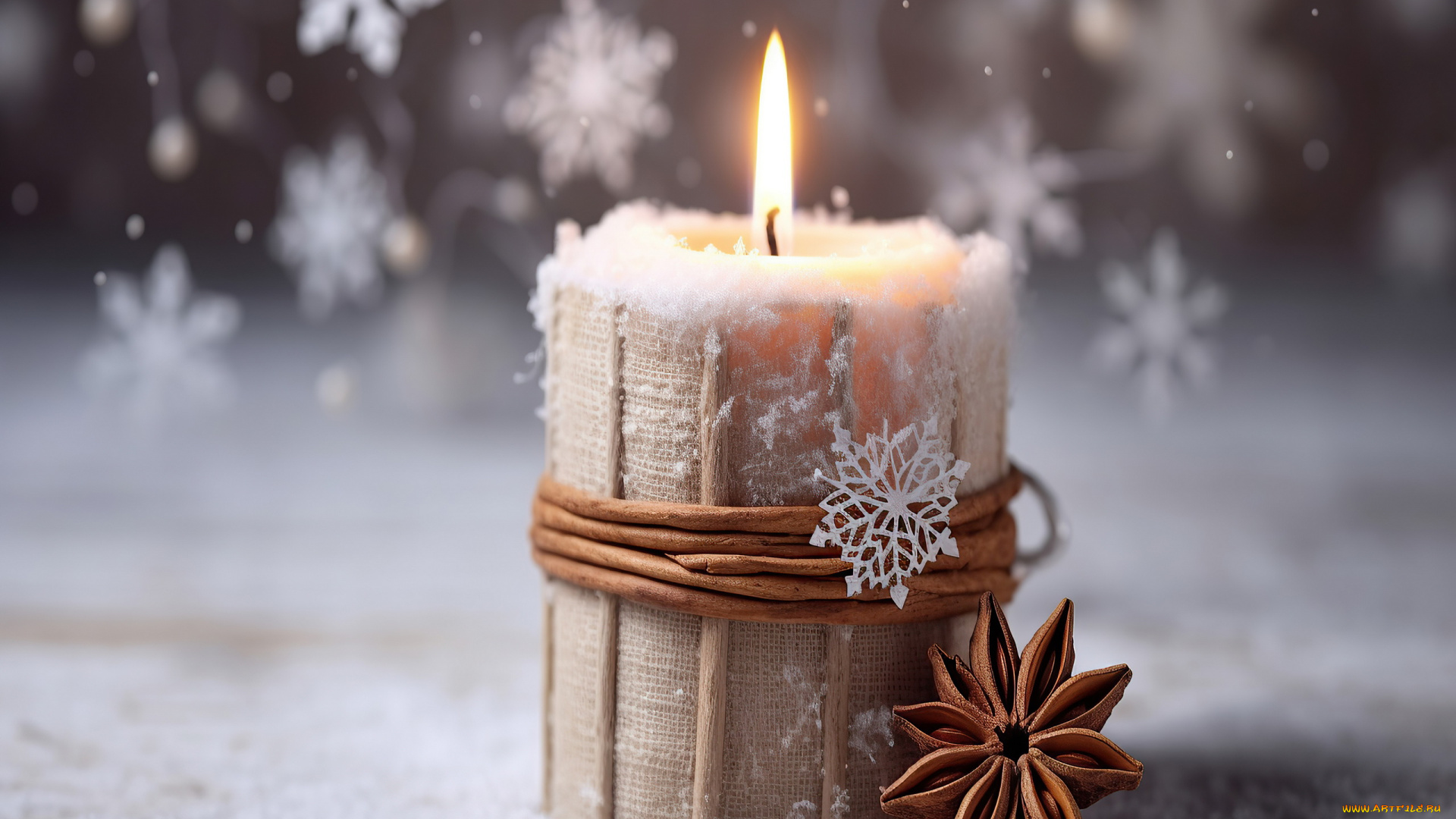 праздничные, новогодние, свечи, снежинка, свеча, огонек, анис