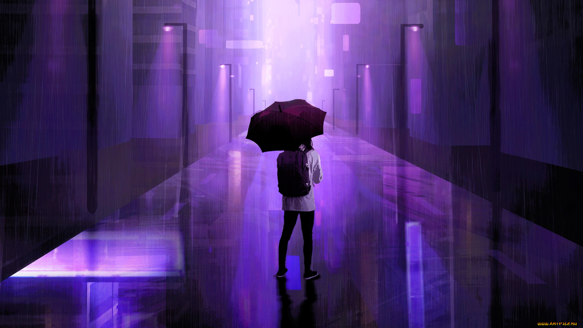разное, компьютерный, дизайн, человек, зонт, рюкзак, фонари, улица, дома