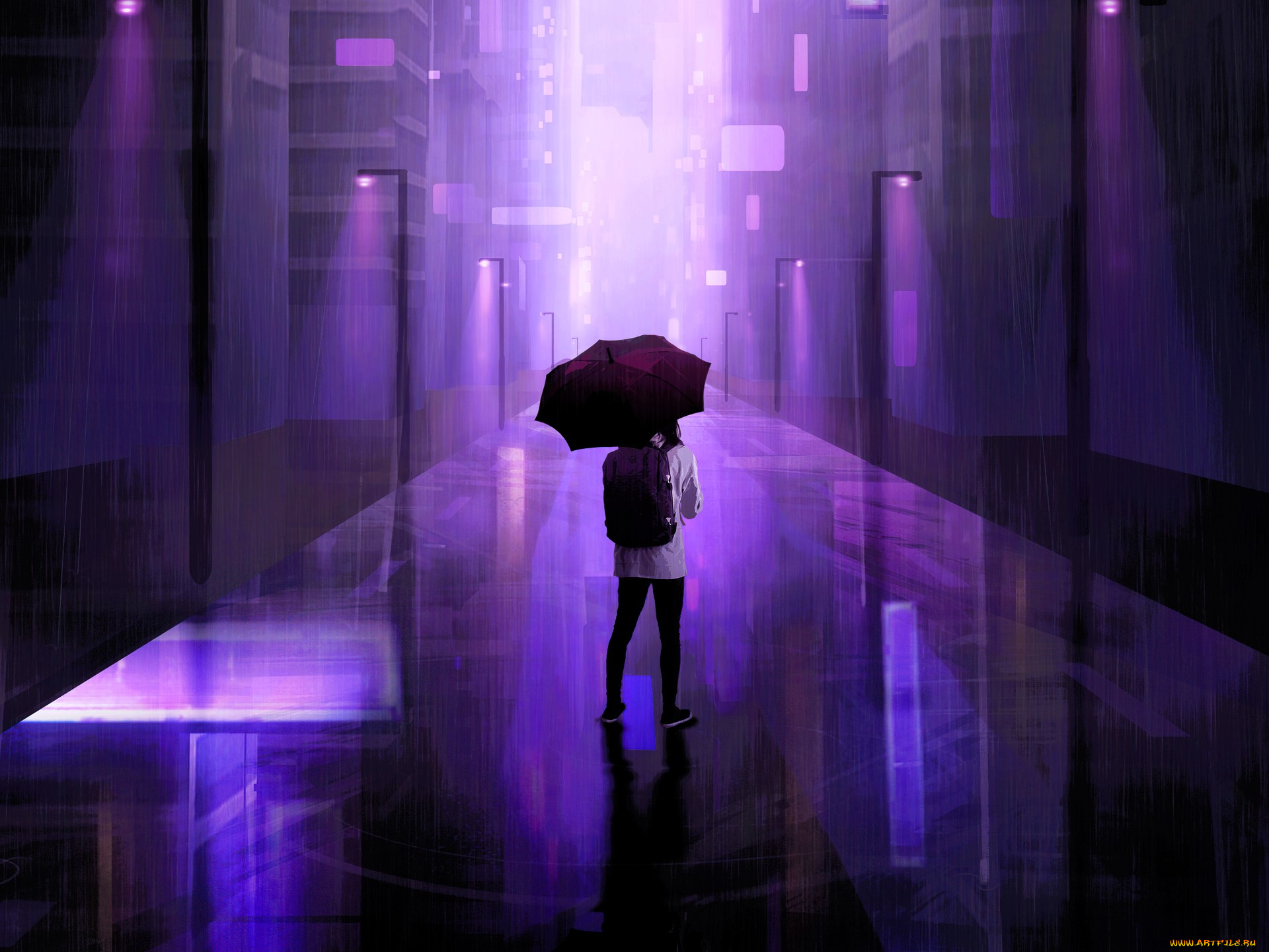 разное, компьютерный, дизайн, человек, зонт, рюкзак, фонари, улица, дома