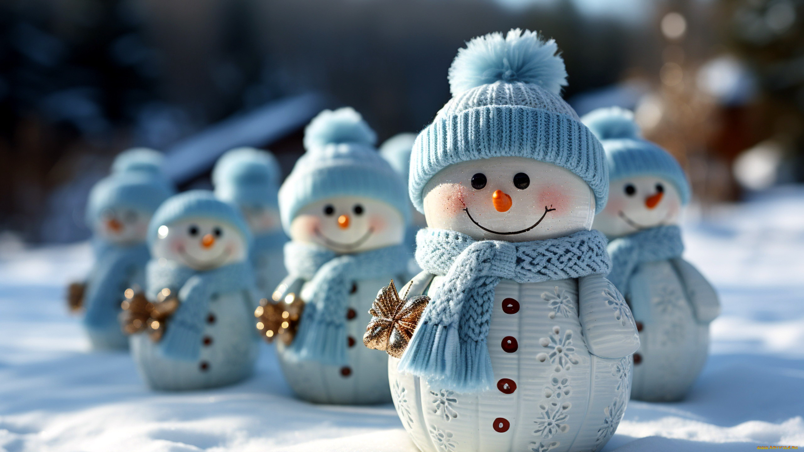 праздничные, снеговики, зима, шапочки, шарфики