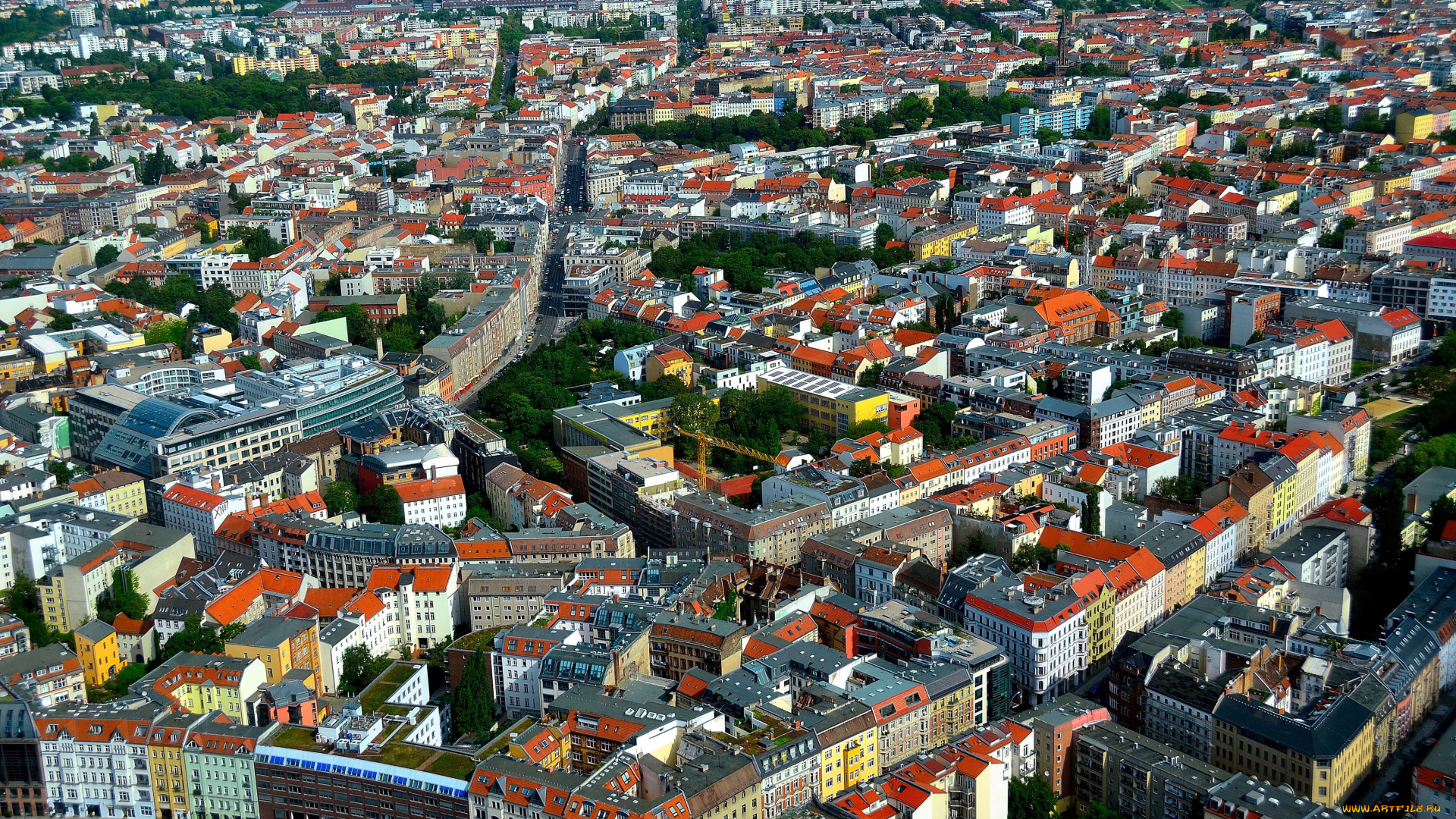 города, берлин, германия, крыши, дома, улицы