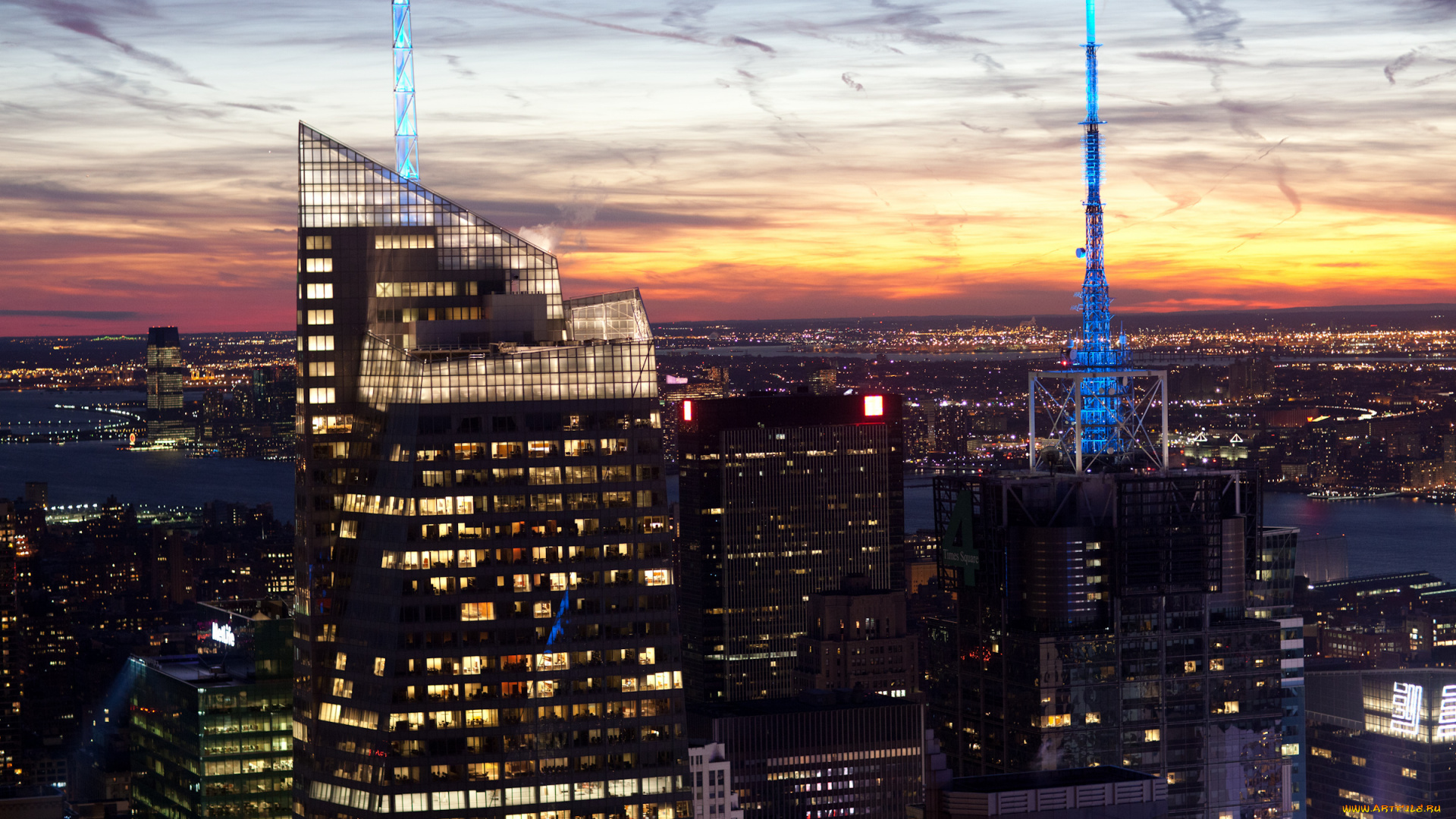 города, нью, йорк, сша, банк, оф, америка, манхеттен