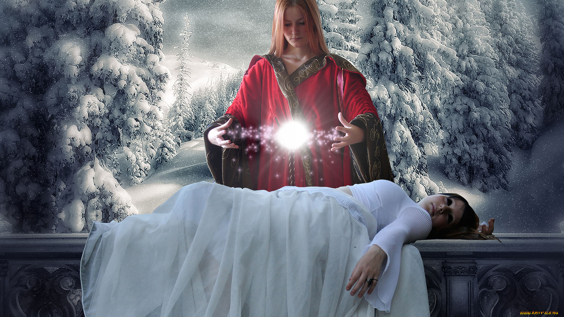 разное, компьютерный, дизайн, платье, елки, зима, снег, ритуал, магия