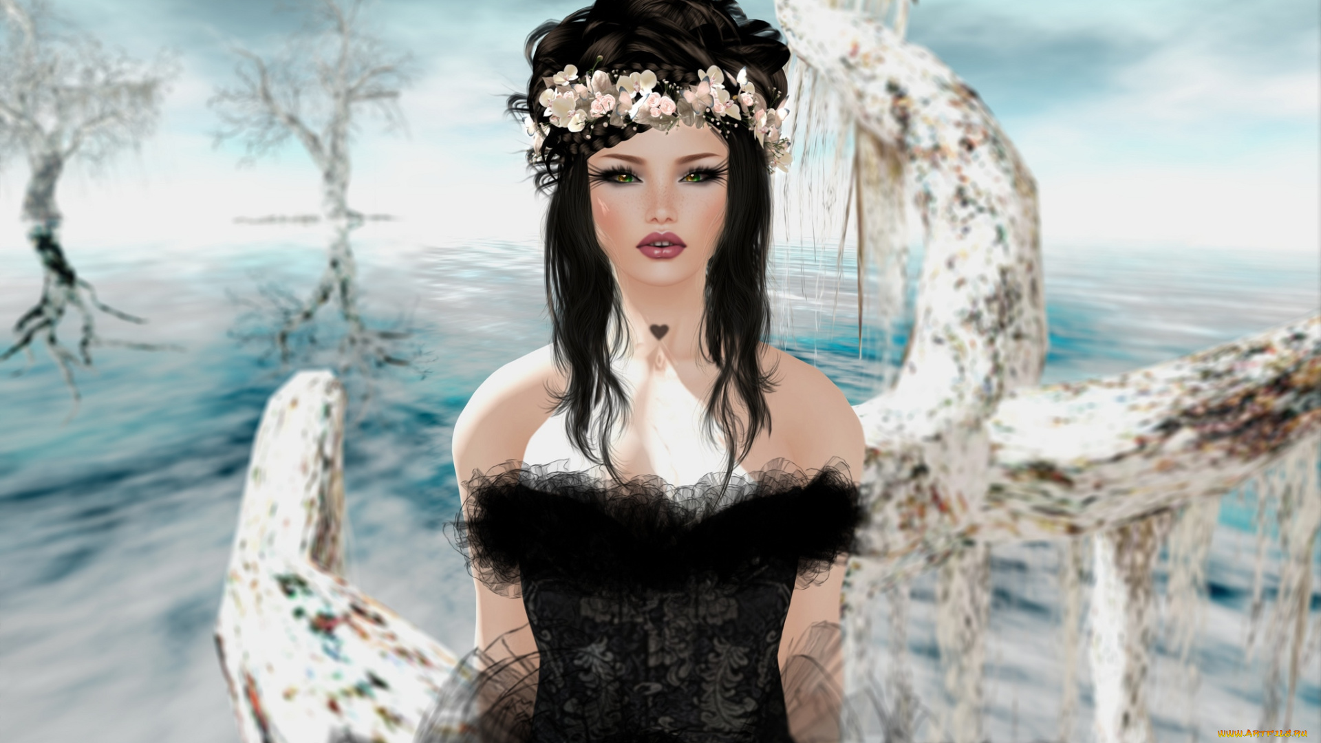 3д, графика, people, , люди, венок