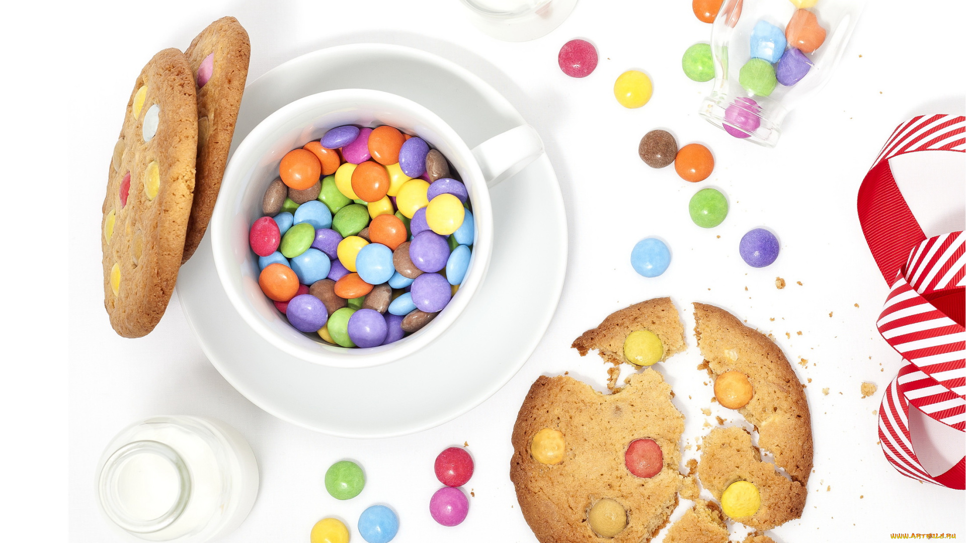 еда, разное, бутылки, молоко, печенье, карамель