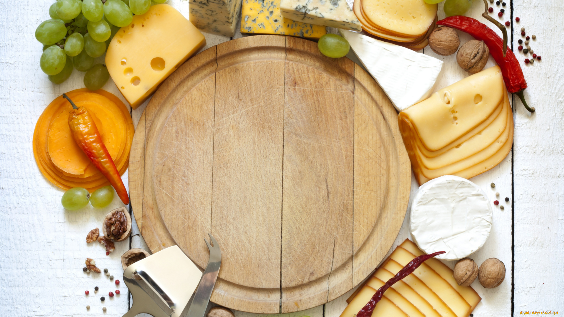 еда, сырные, изделия, орехи, перец, виноград, ассорти, сырная, нарезка, доска