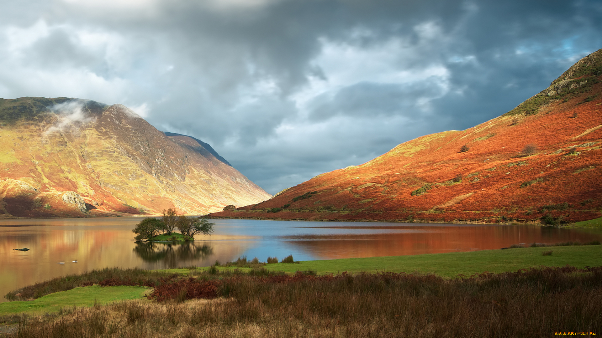 природа, реки, озера, озеро, горы, островок