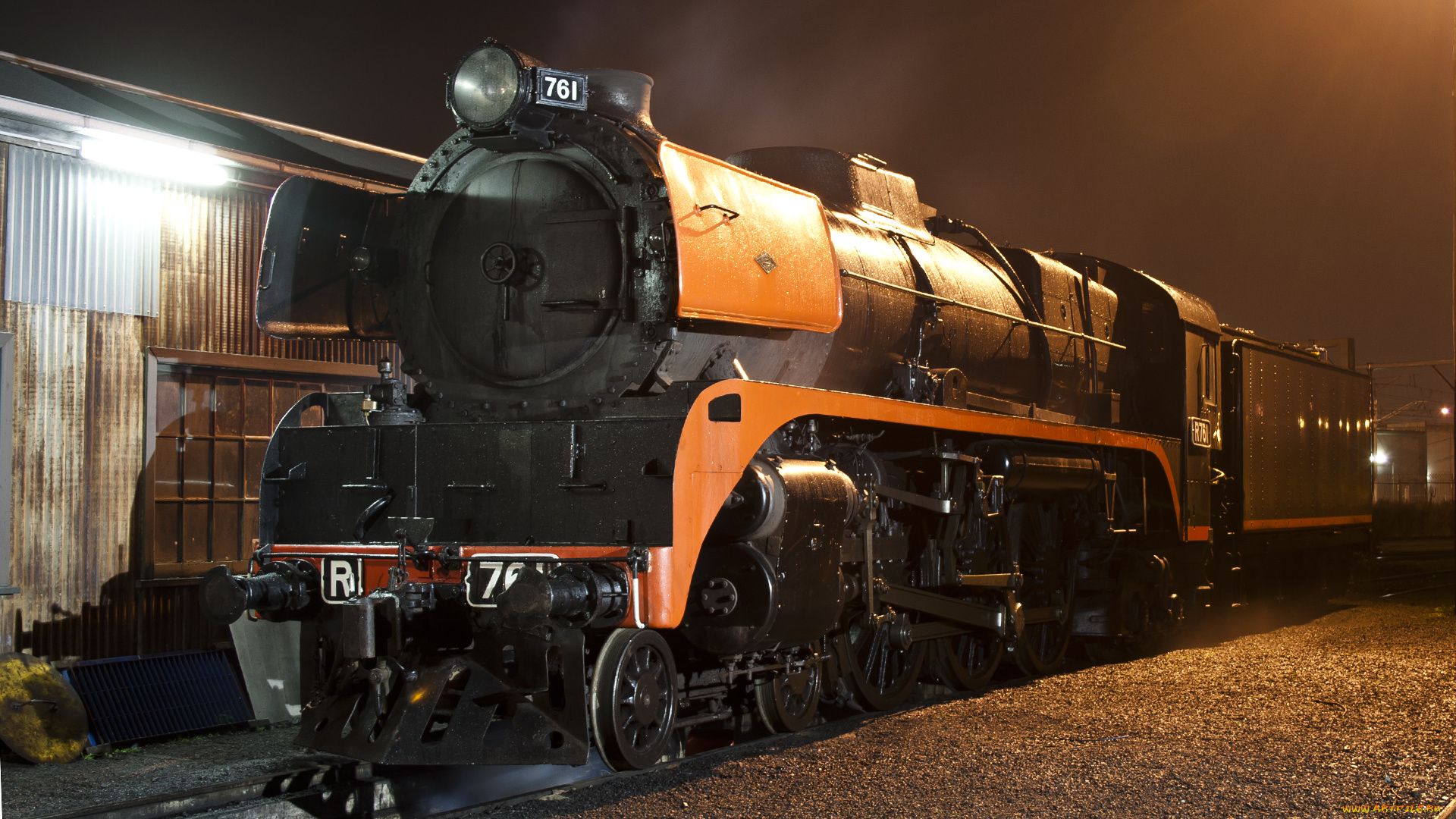 техника, паровозы, ночь, тендер, паровоз