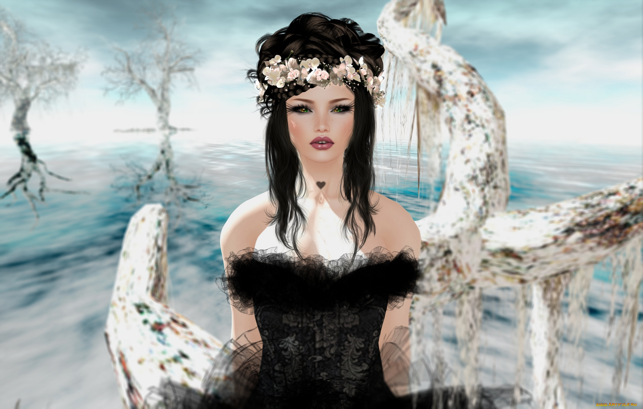 3д, графика, people, , люди, венок