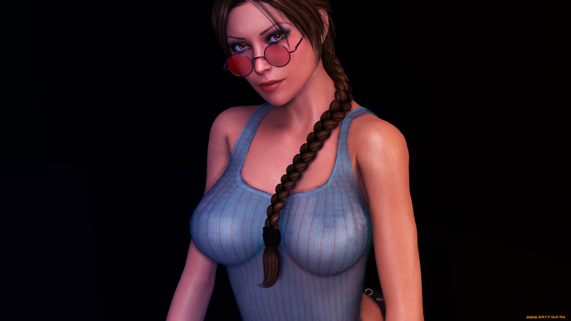 3д, графика, люди, , people, девушка, взгляд, фон, очки, коса