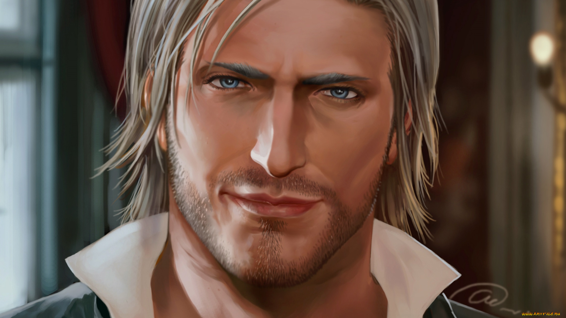 рисованное, люди, мужчина, лицо, взгляд