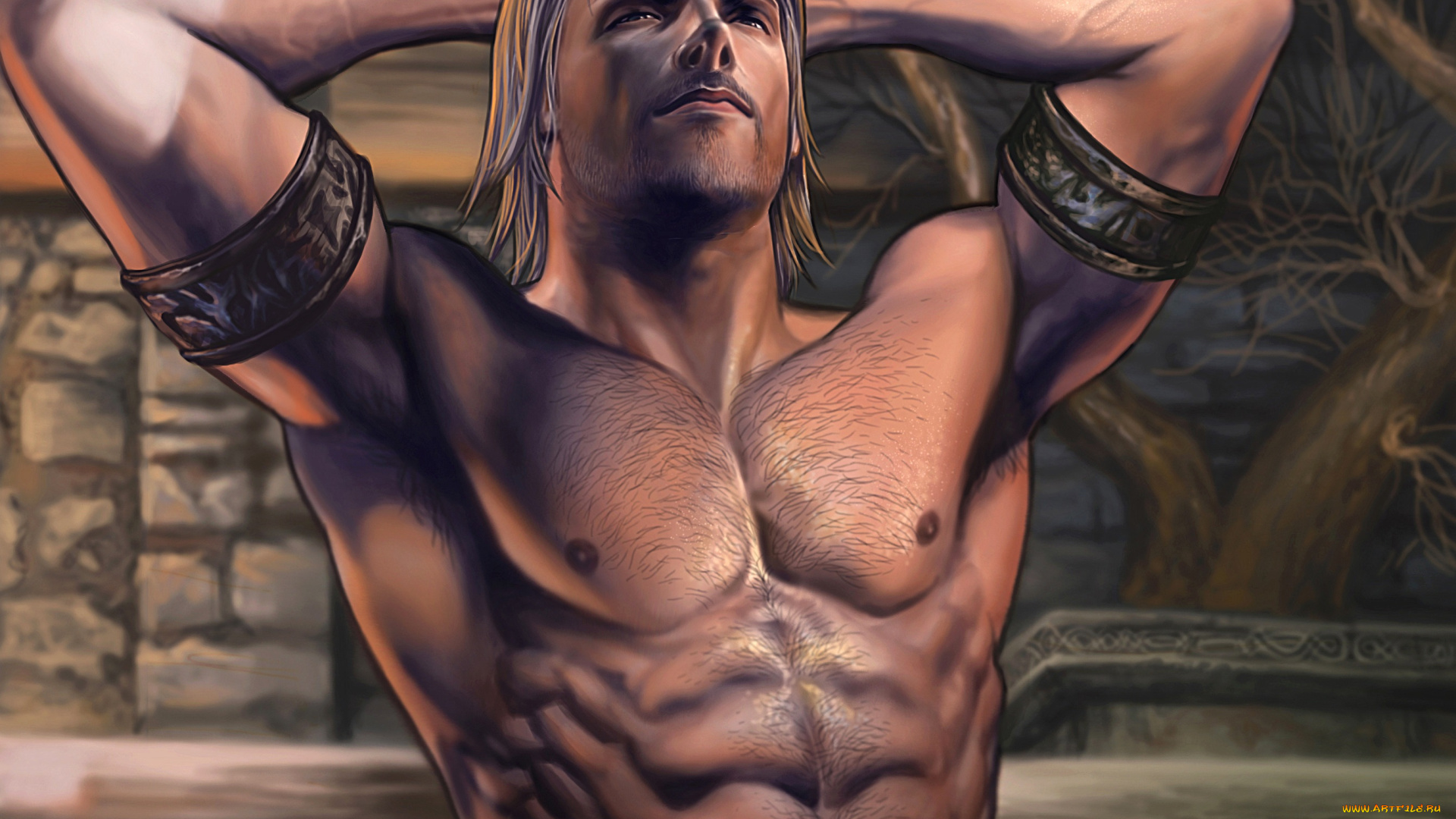 рисованное, люди, мужчина, тело, торс, мускулы