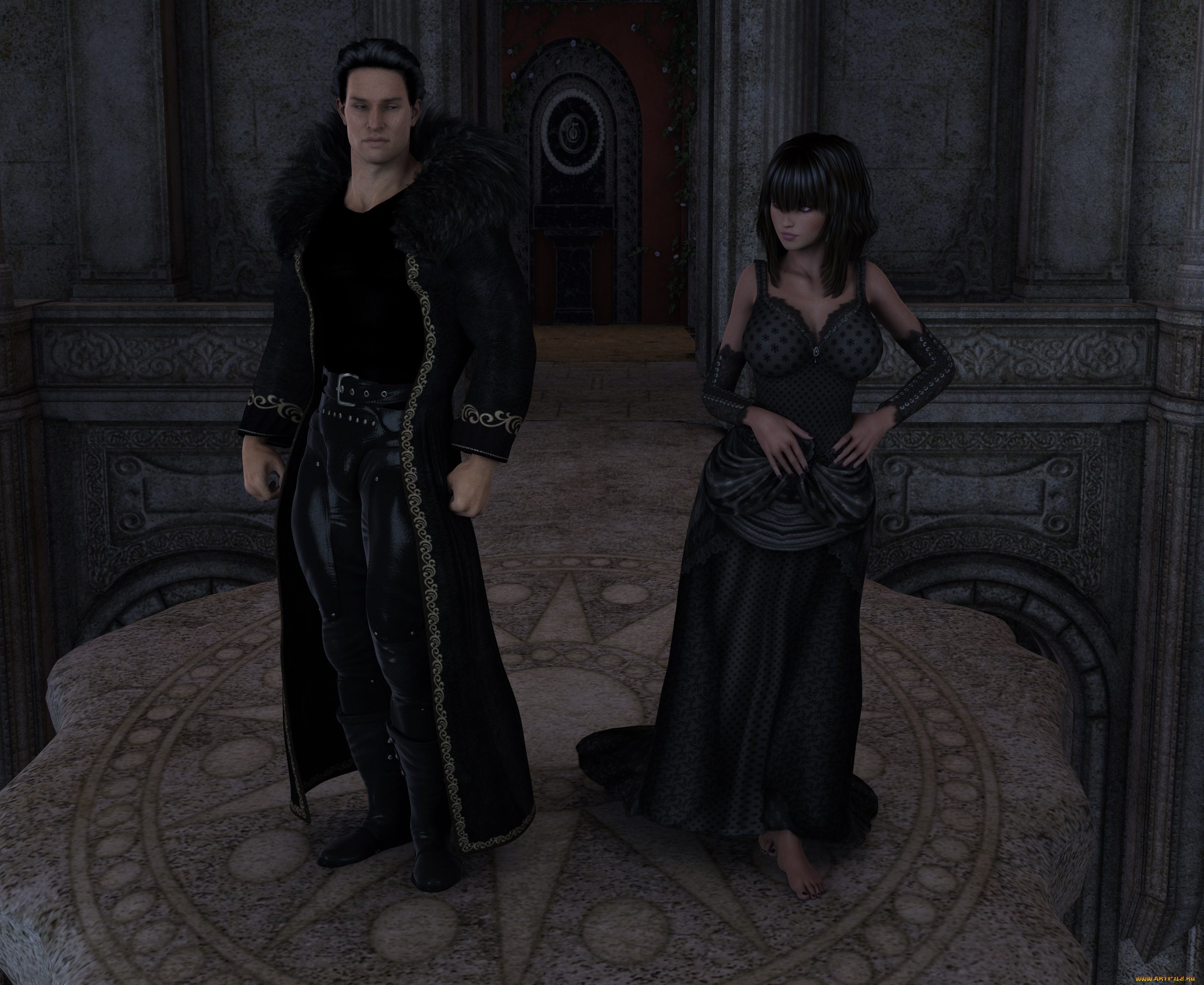 3д, графика, фантазия, , fantasy, взгляд, девушка, мужчина, фон