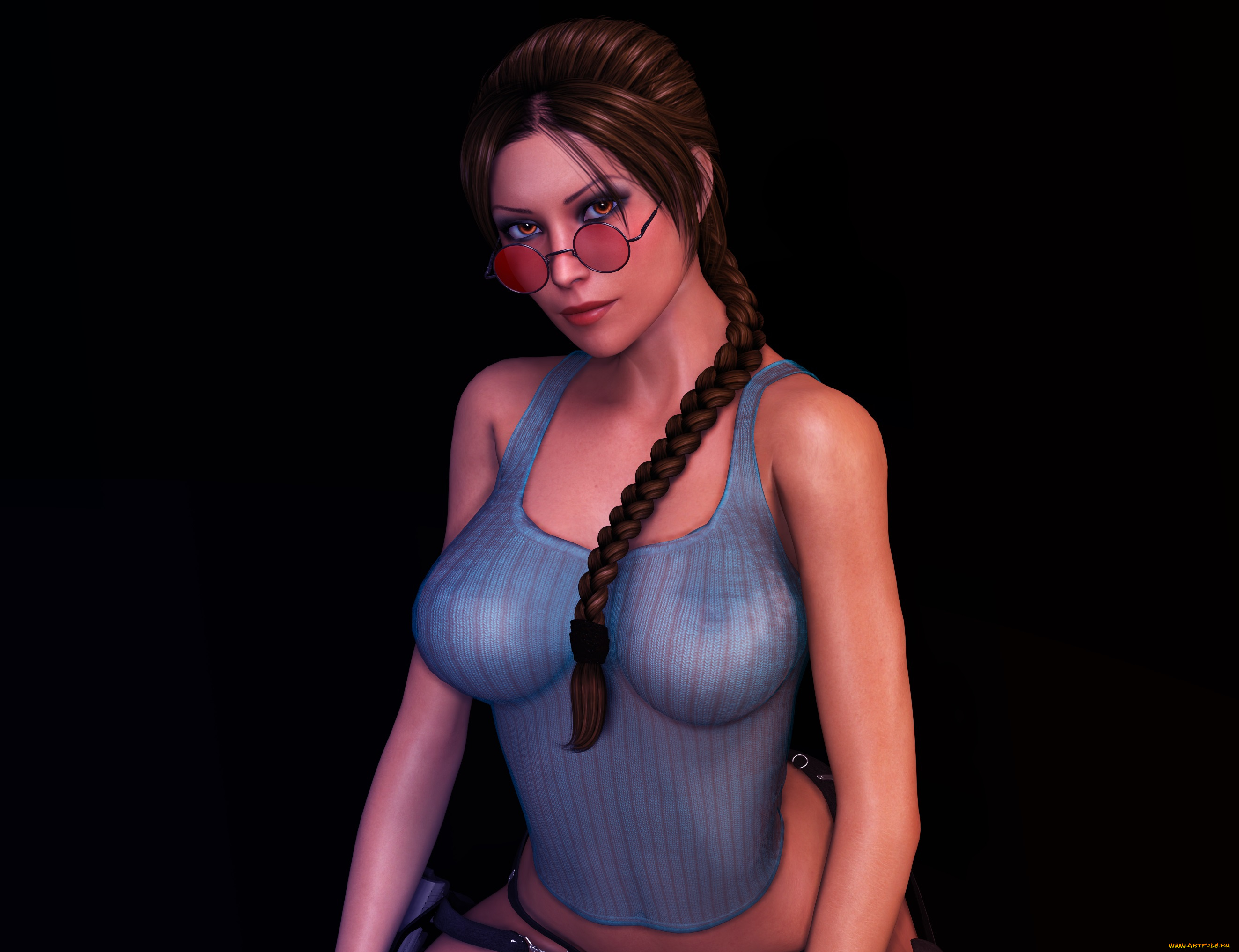 3д, графика, люди, , people, девушка, взгляд, фон, очки, коса