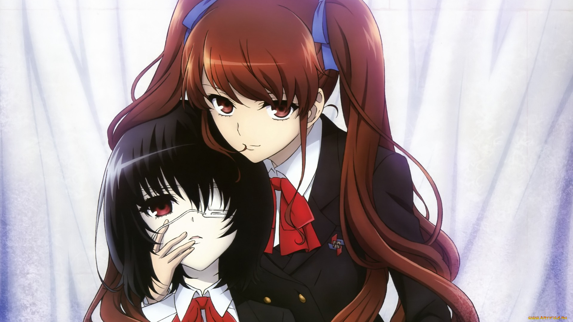 аниме, another, девушки, взгляд, фон