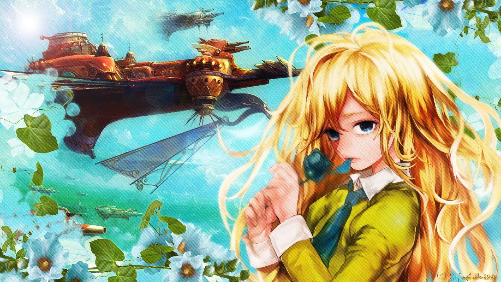 аниме, ib, цветы, девочка