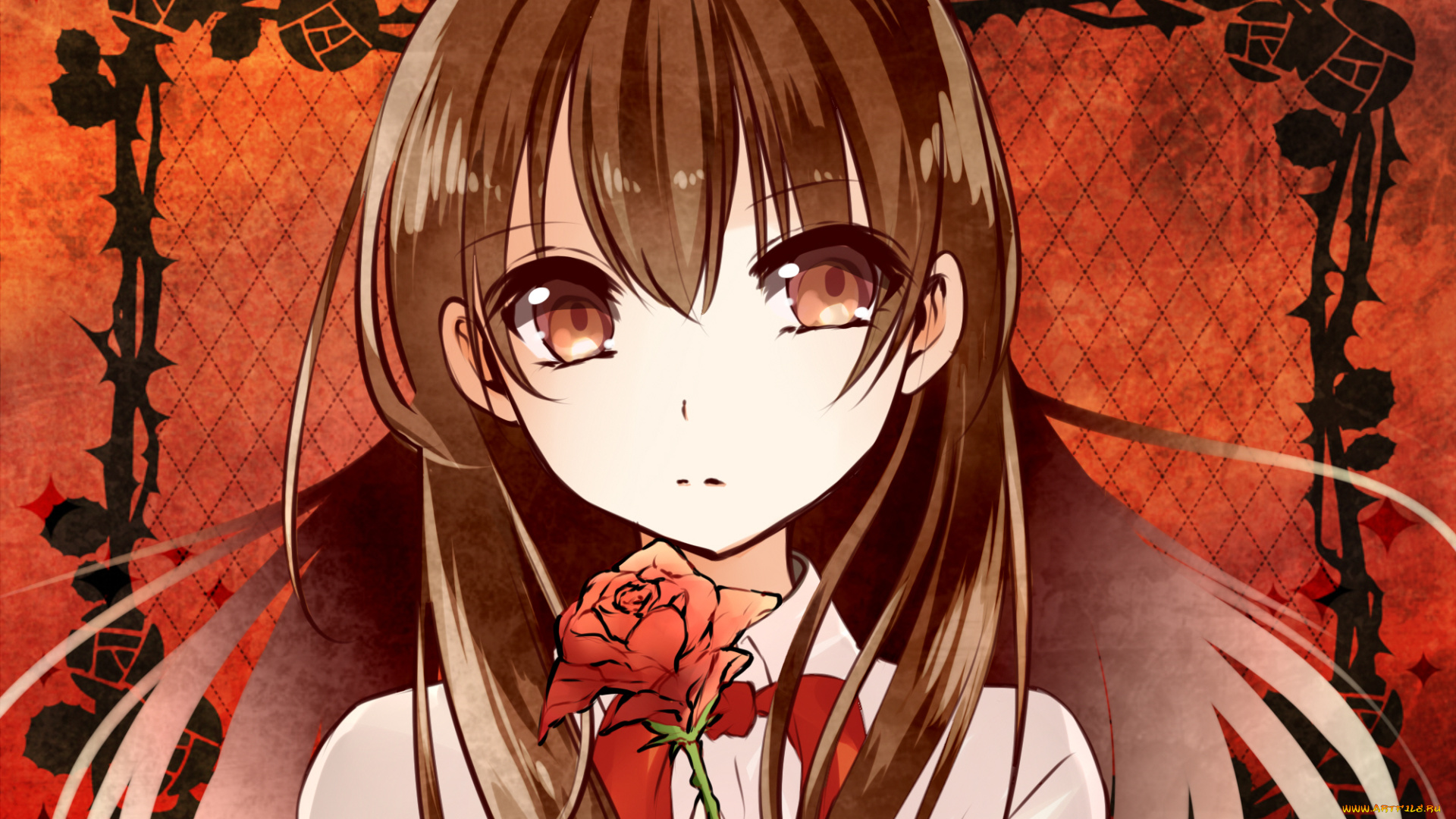 аниме, ib, девушка, роза