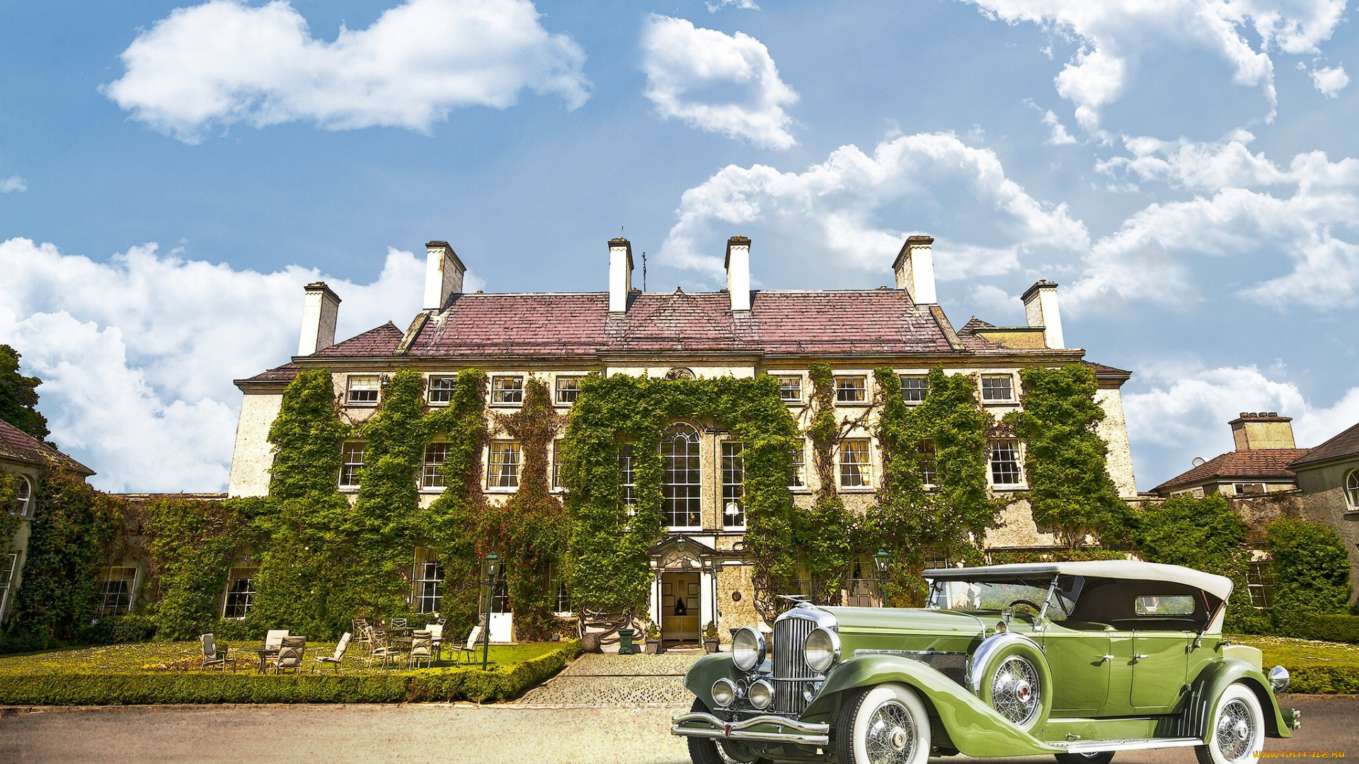 автомобили, duesenberg, ретро, здание, особняк, ирландия