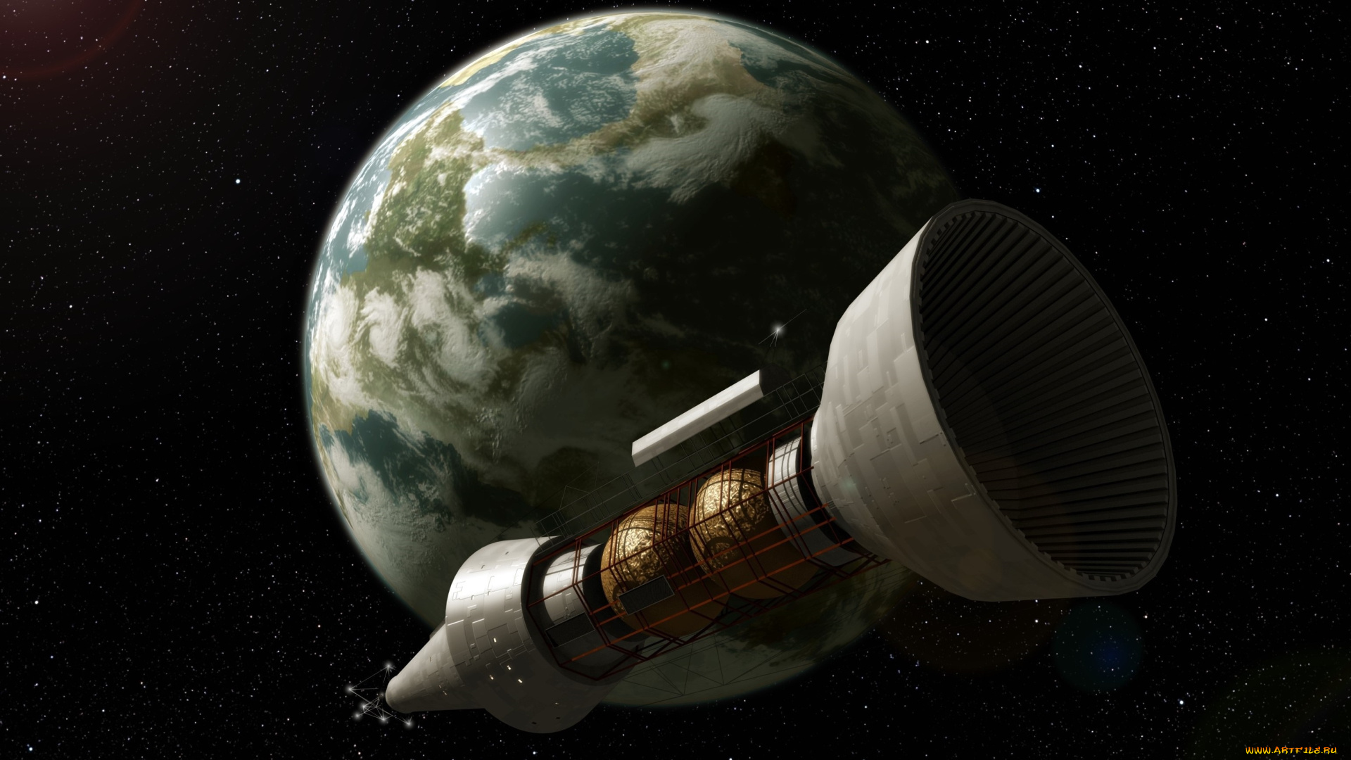 космос, арт, космический, корабль, полет, вселенная, звезды