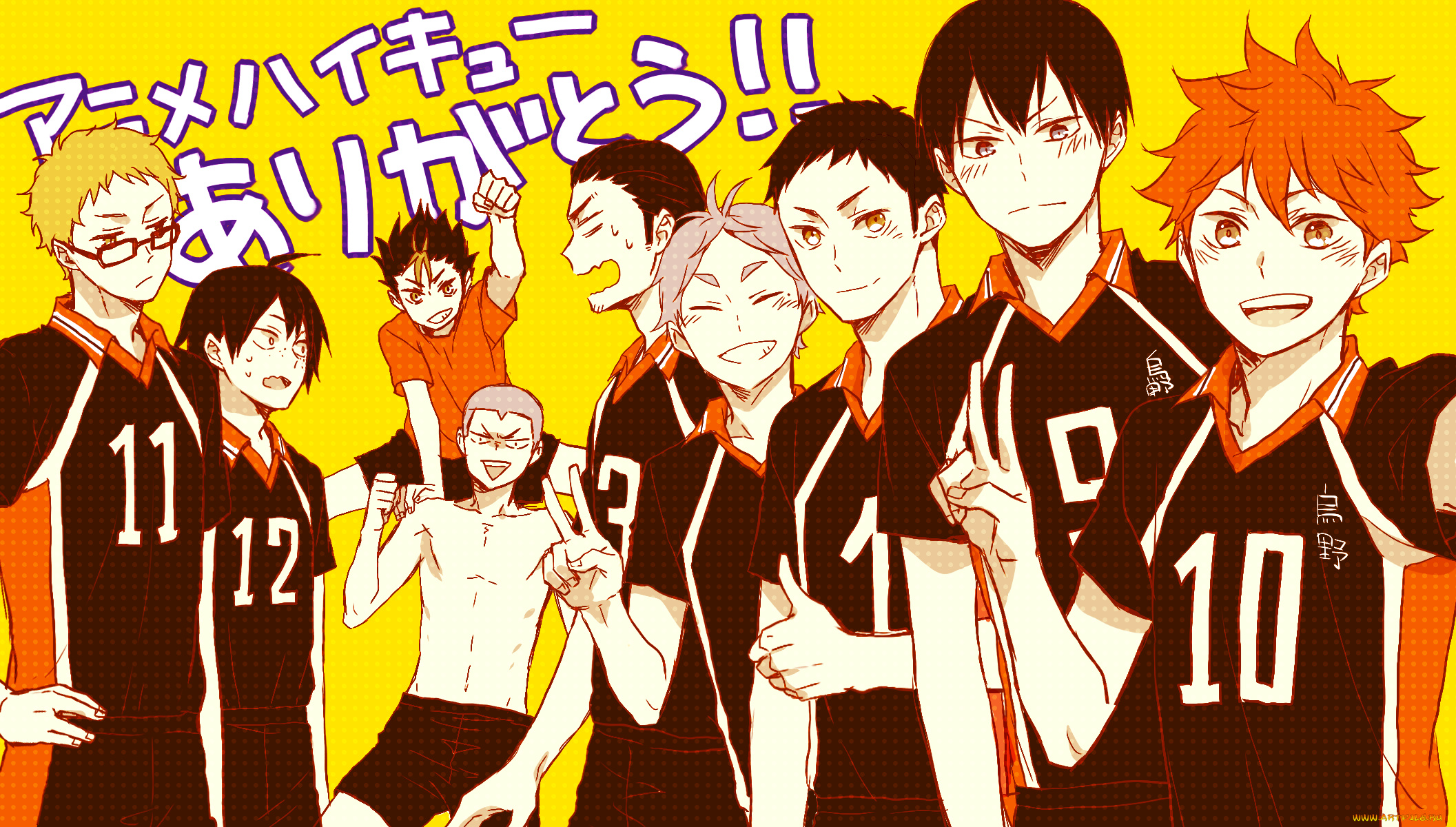 аниме, haikyuu, парни, команда, карасуна
