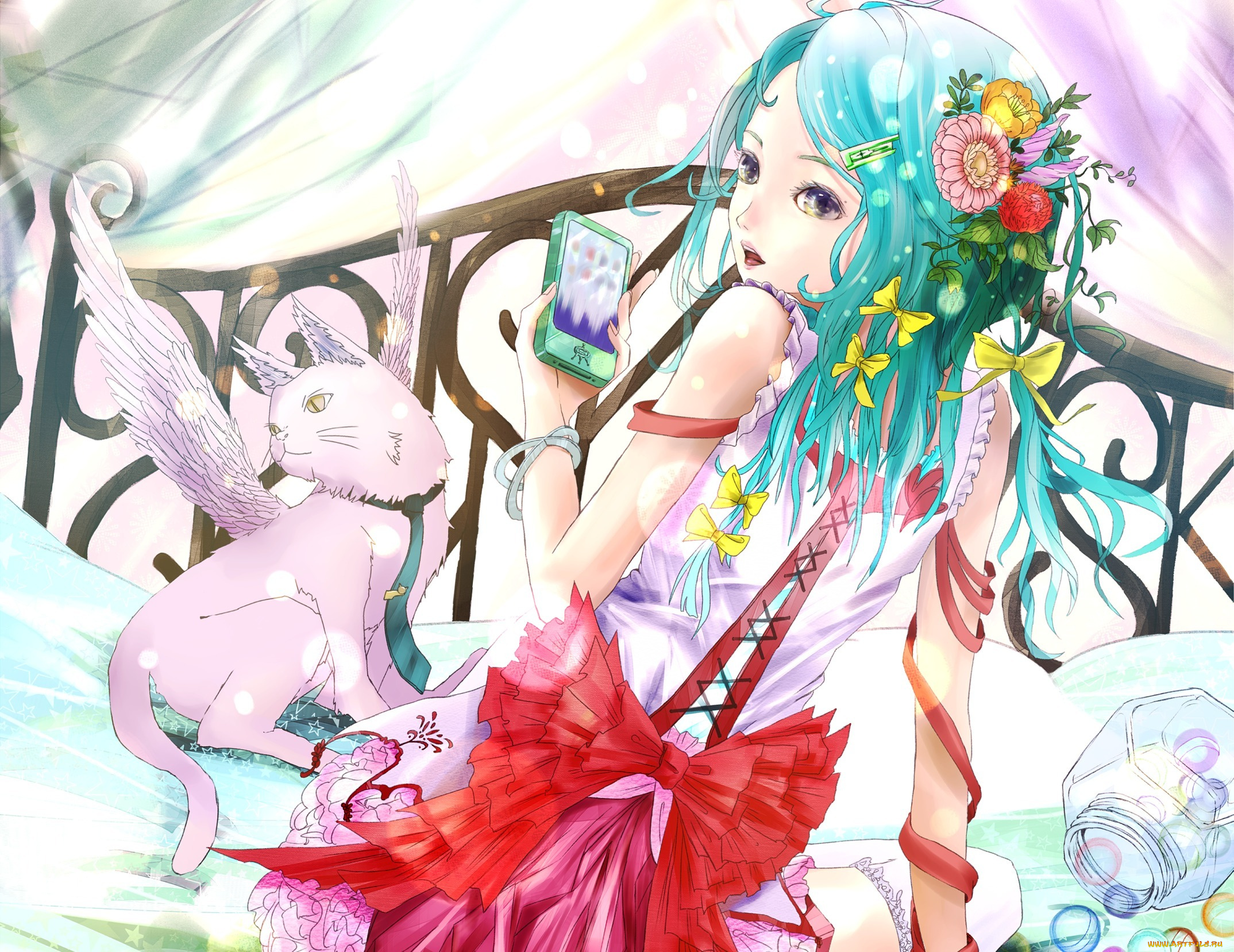 аниме, животные, , существа, девушка