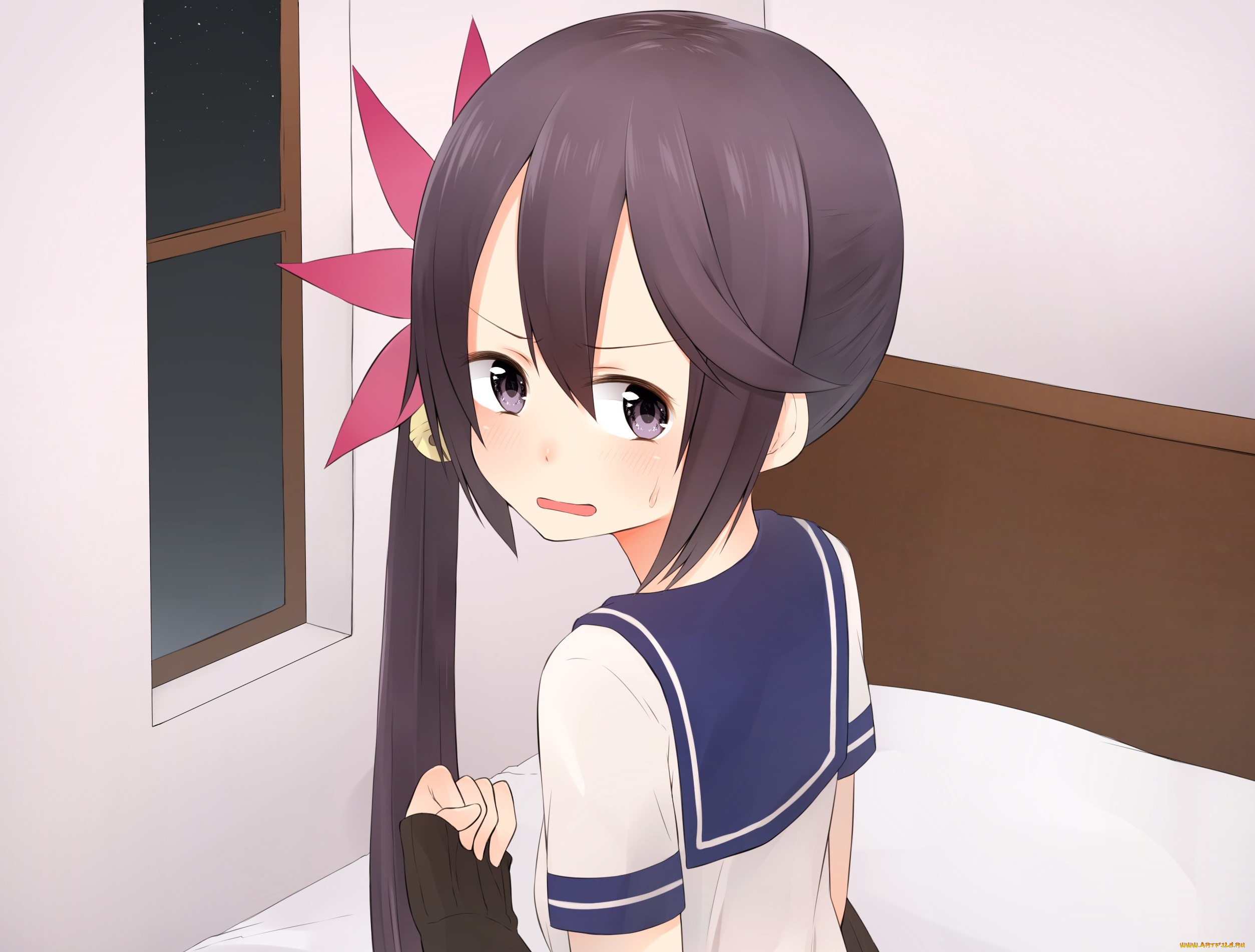 аниме, kantai, collection, фон, девушка, взгляд