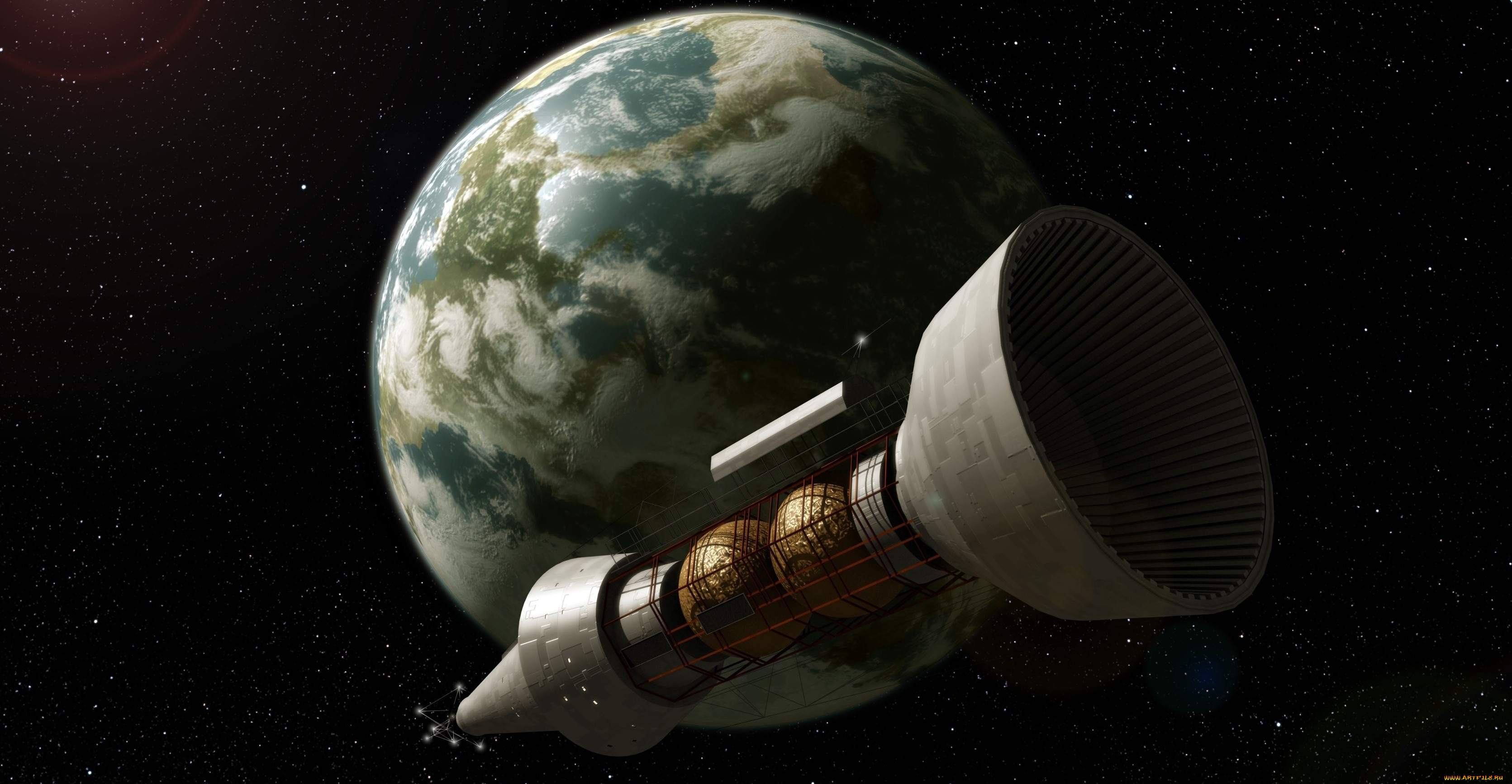 космос, арт, космический, корабль, полет, вселенная, звезды